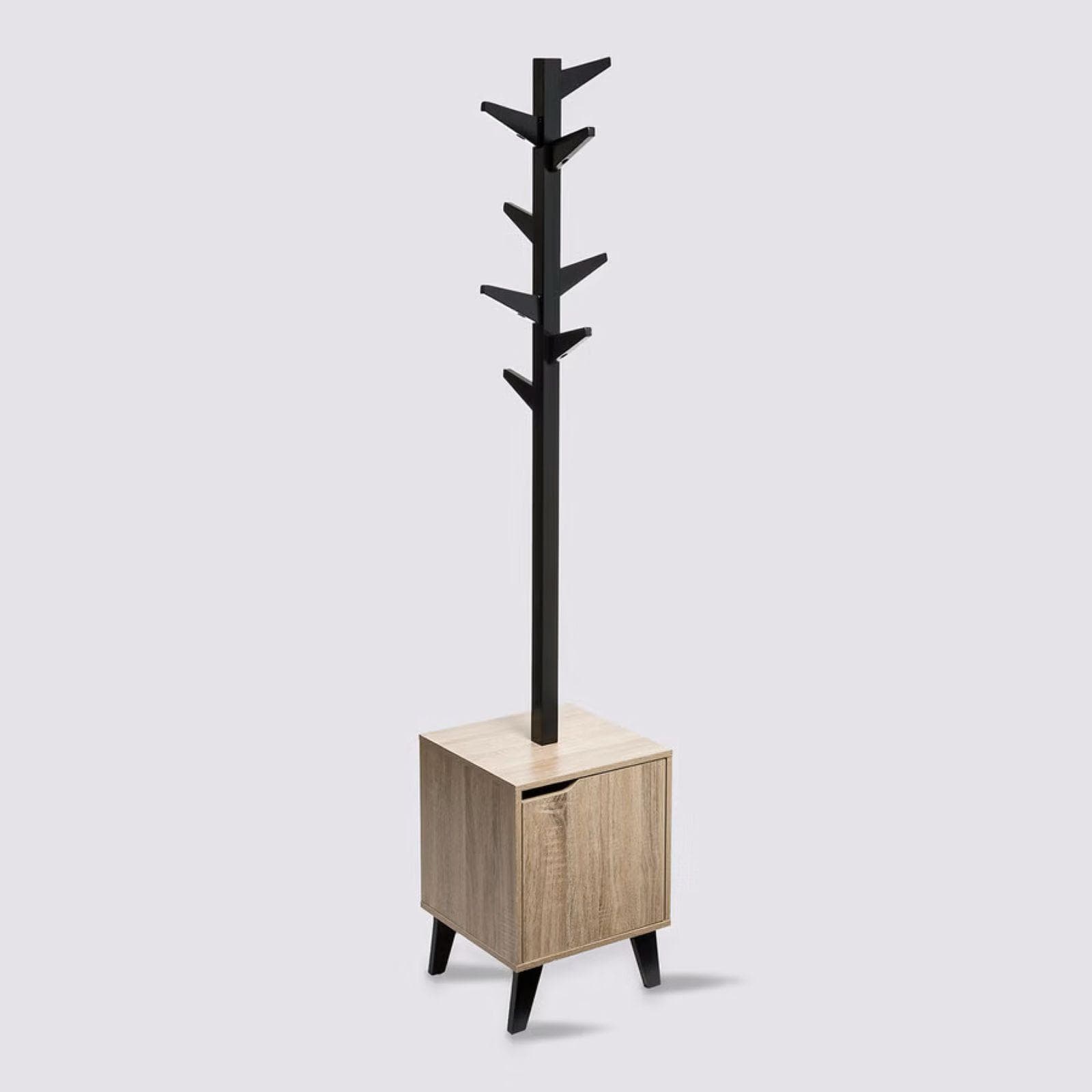 Appendiabiti 35x169h cm in legno effetto rovere con 1 anta e gambe nero - Bouderie