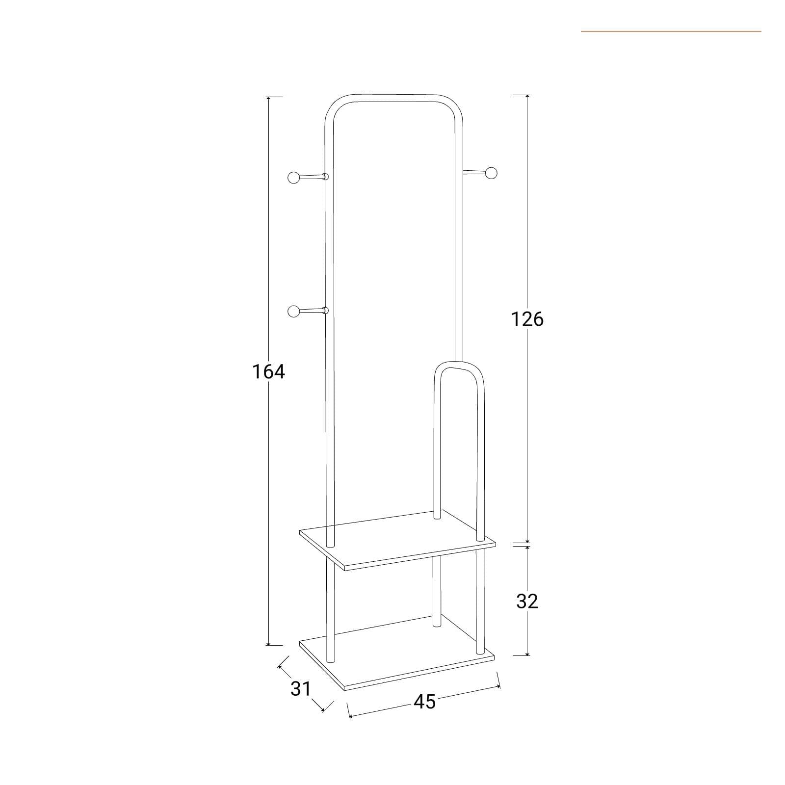 Appendiabiti 45x164h cm in acciaio beige con ripiani - Kelie