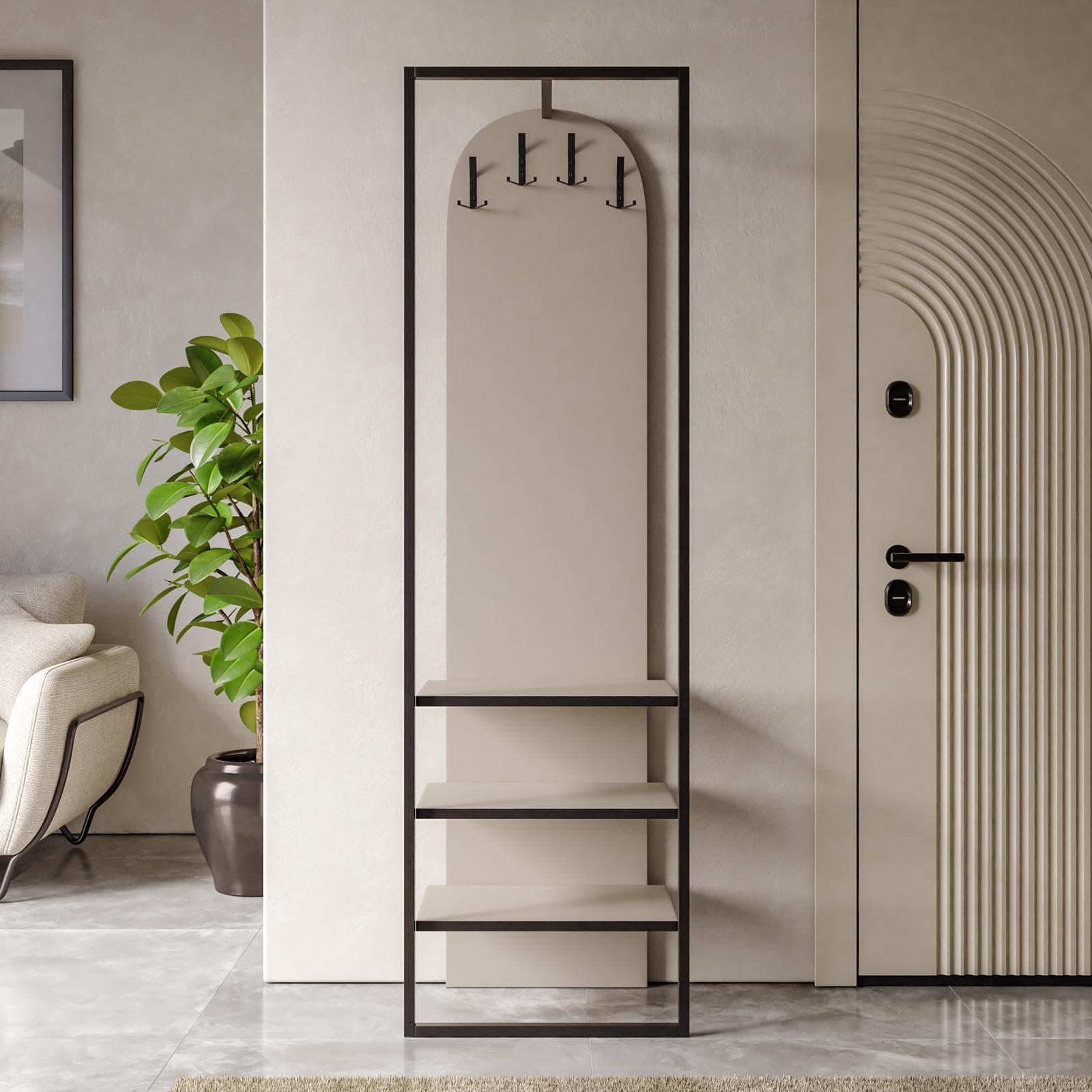 Appendiabiti 53x180h cm con struttura in metallo nero e cashmere - Tavish