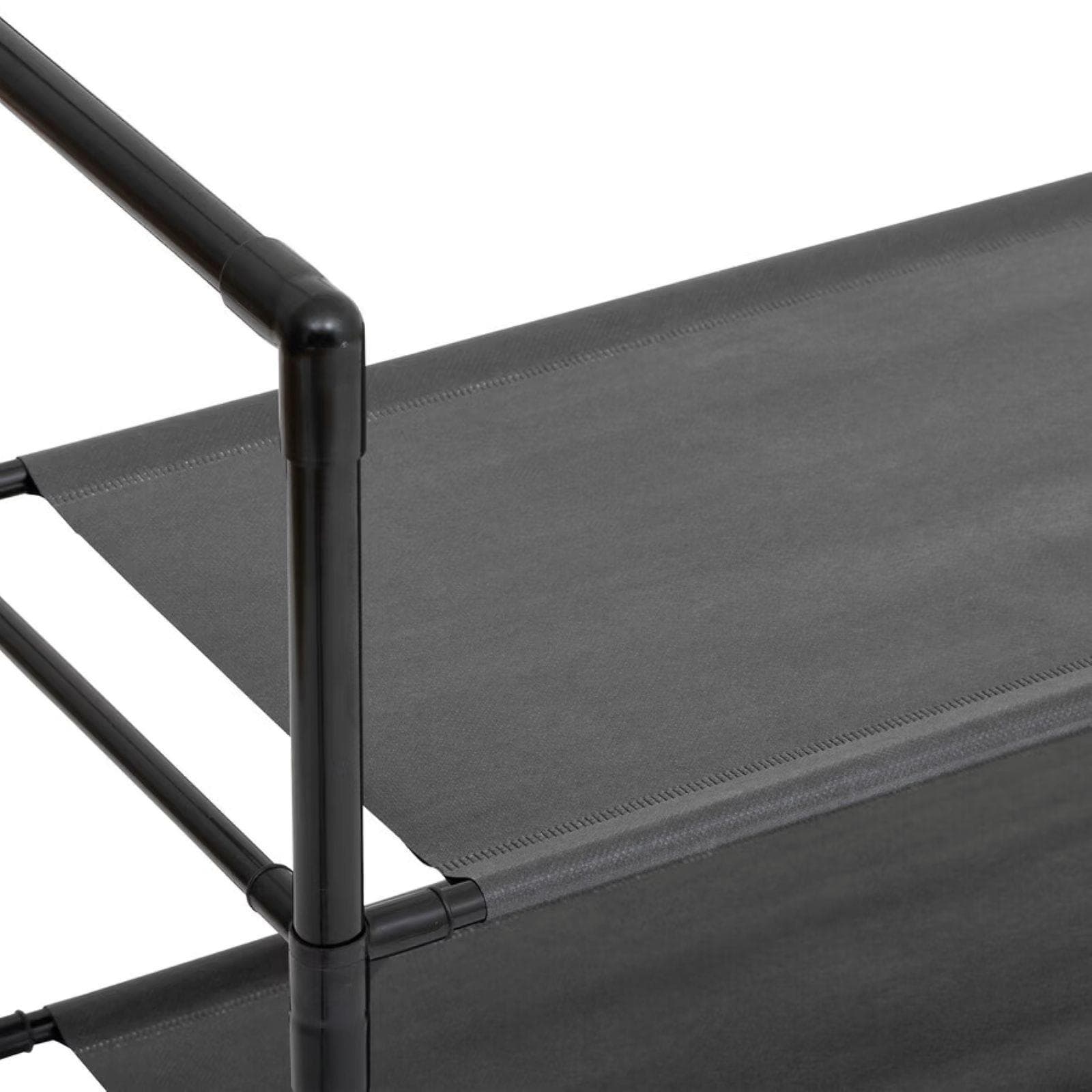 Mobile d'ingresso 60x170h cm in acciaio nero con scarpiera a 6 ripiani in tessuto e 8 ganci