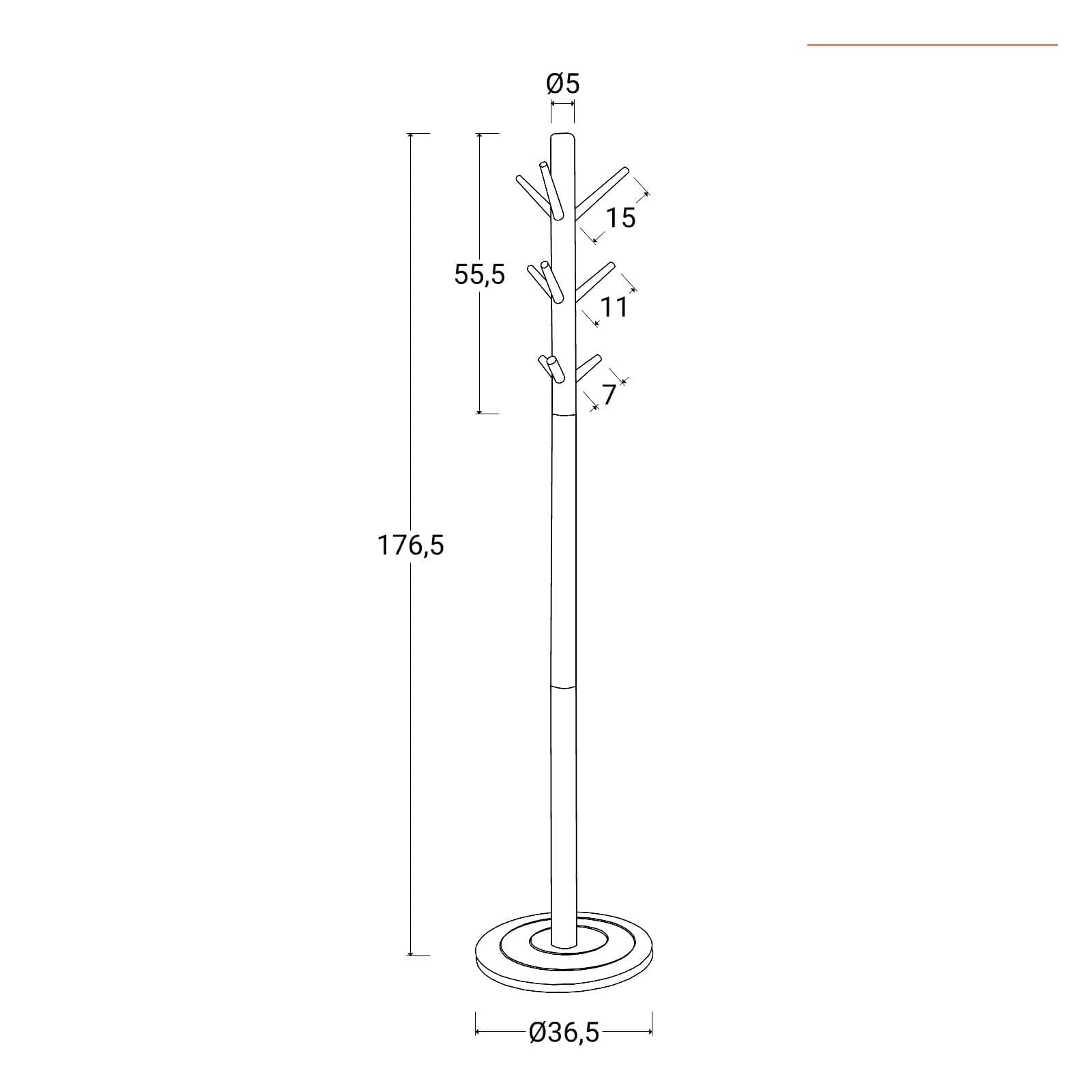 Appendiabiti in metallo bianco con 9 ganci in legno - Teda