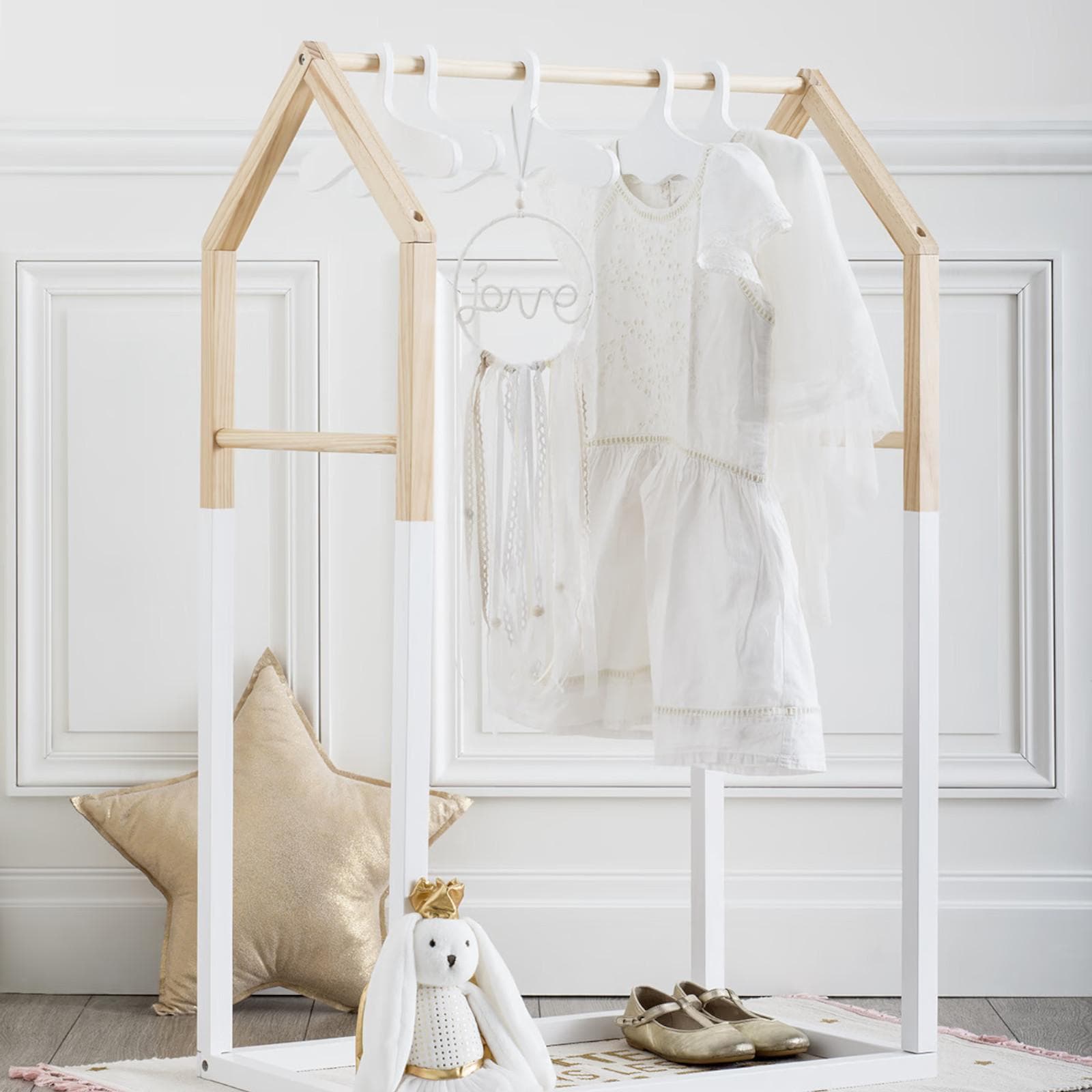 Appendiabiti per bambini 60x99h cm in legno e legno bianco - Homie