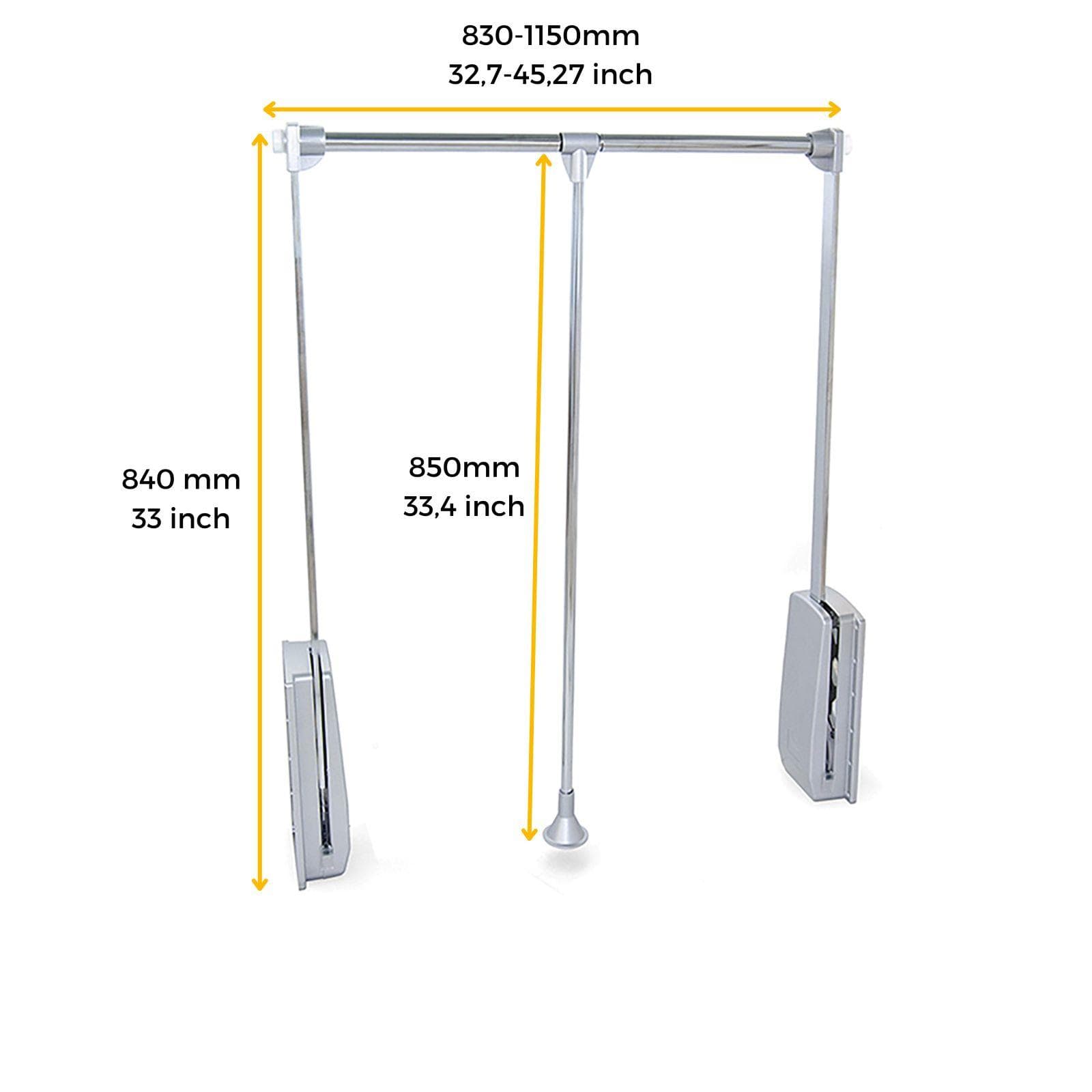 Appendiabiti saliscendi armadio scorrevole larghezza regolabile 83-115 cm acciaio cromo - Holden