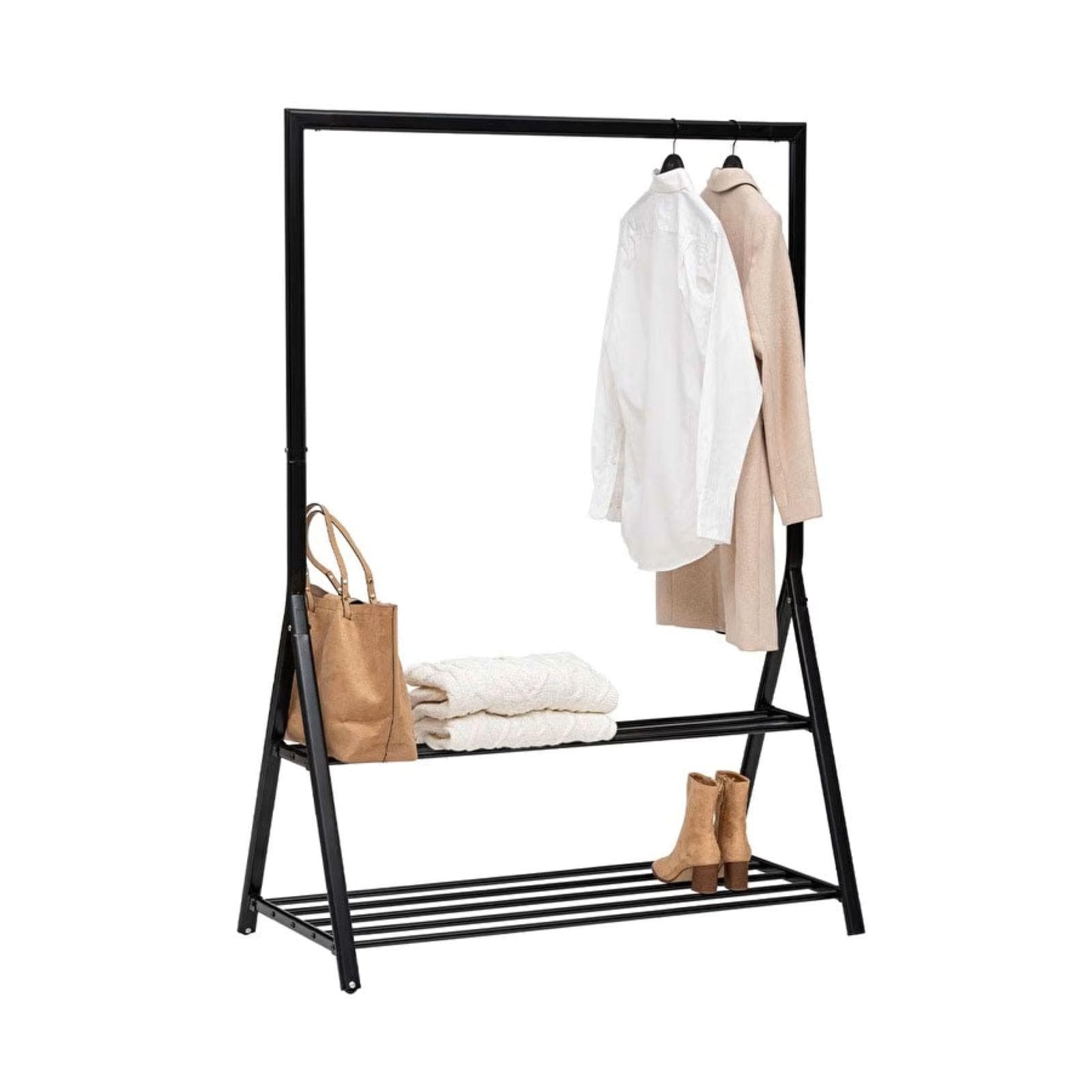 Appendiabiti singolo 121x167h cm in acciaio nero con scarpiera - Moonbay
