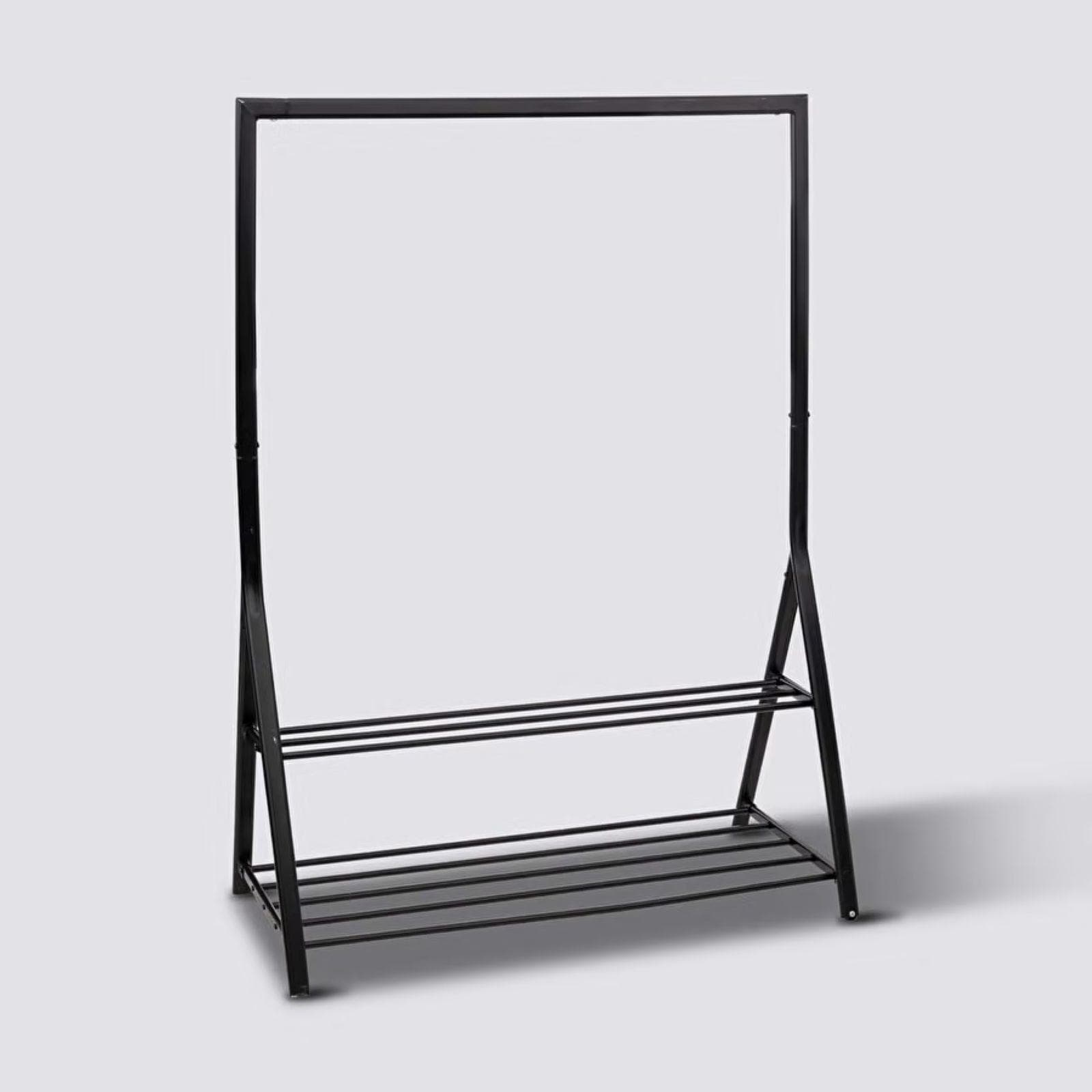 Appendiabiti singolo 121x167h cm in acciaio nero con scarpiera - Moonbay