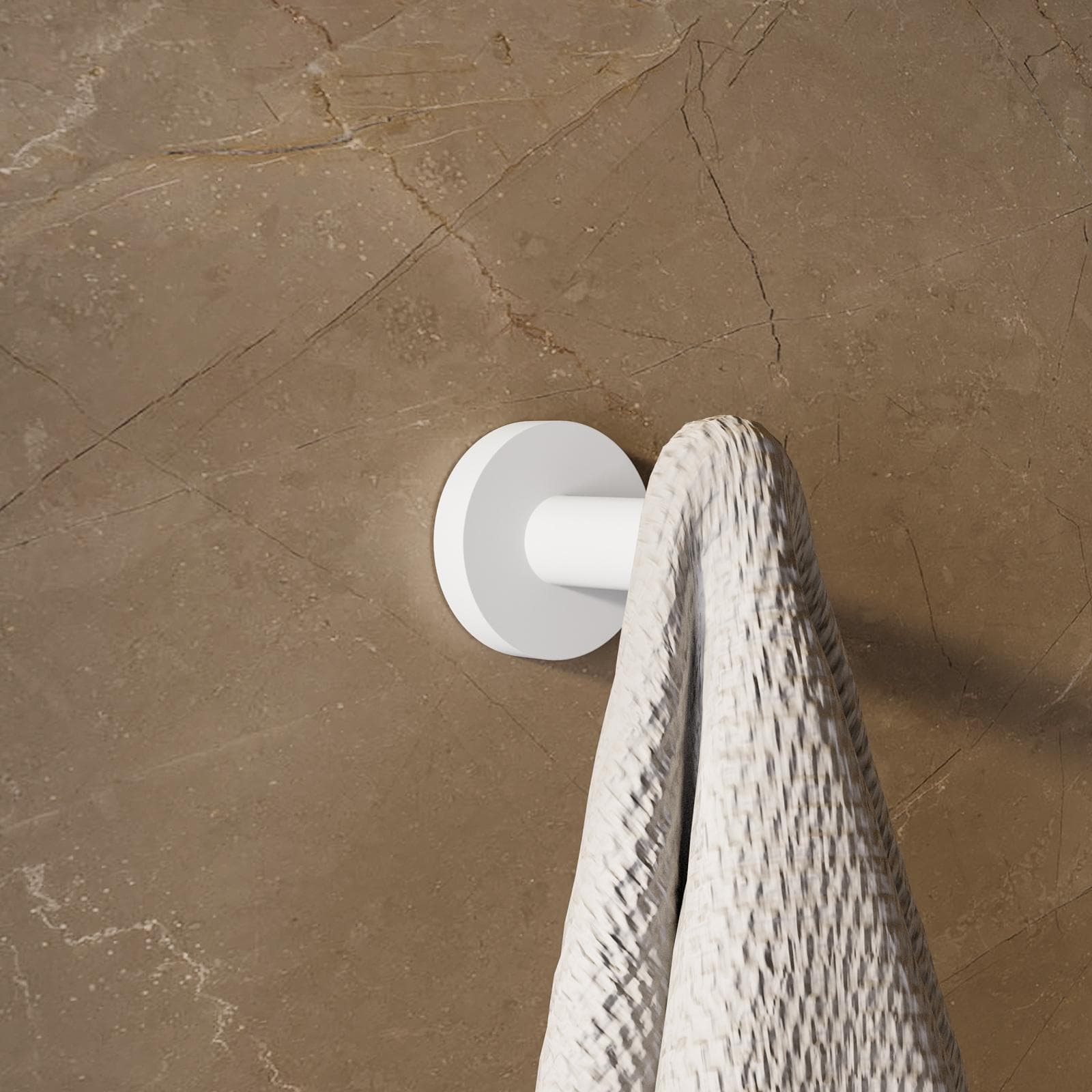 Appendino singolo a muro in acciaio inox bianco opaco - Clover Round