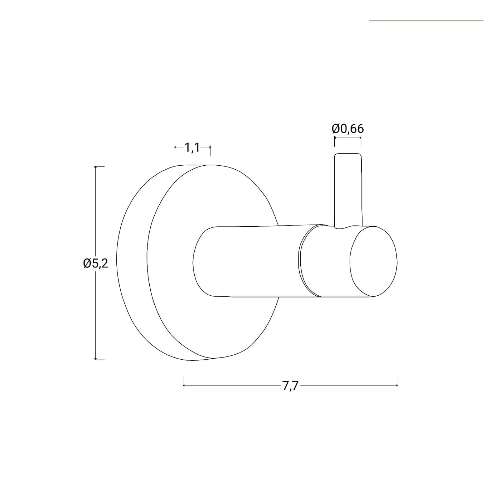Appendino singolo a muro in acciaio inox tortora - Clover Round