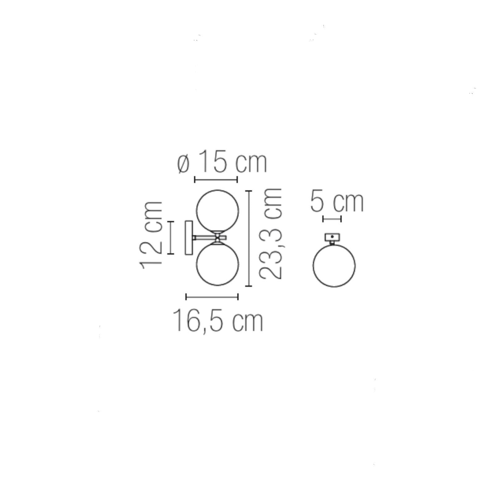 Applique 2 lampade da interno 16,5x23,3h cm in vetro soffiato champagne