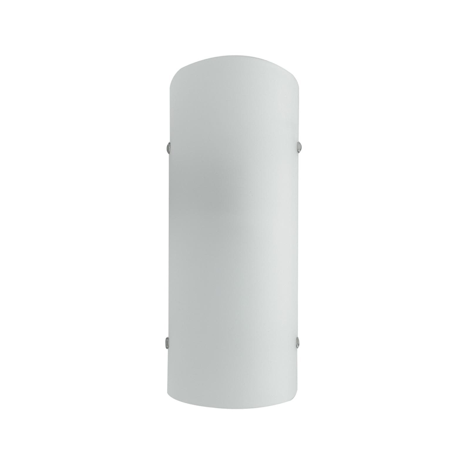 Applique 26x10 cm in vetro curvato bianco e struttura cromata
