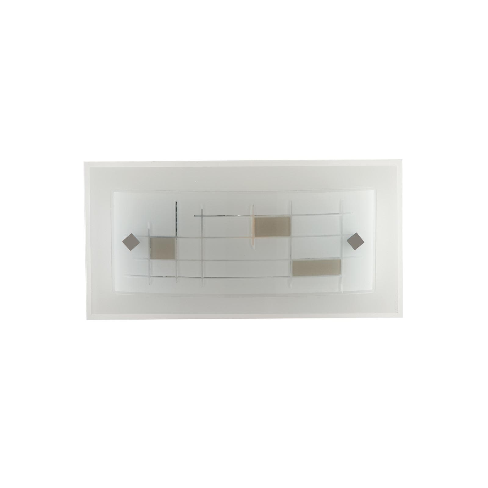 Applique 30x15 cm in vetro bianco con decoro tortora