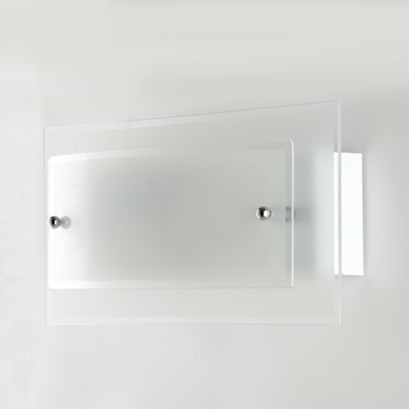 Applique 30x15 cm in vetro doppio bianco e trasparente