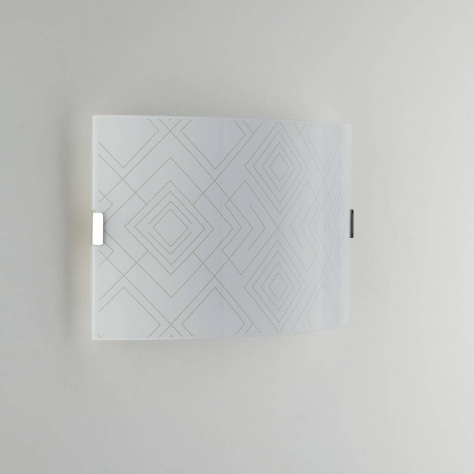 Applique 35x20 cm in vetro bianco e decoro graniglia
