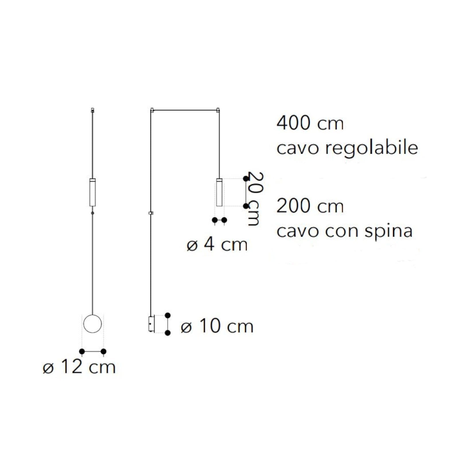 Applique 400 cm con cavo regolabile in alluminio color bronzo