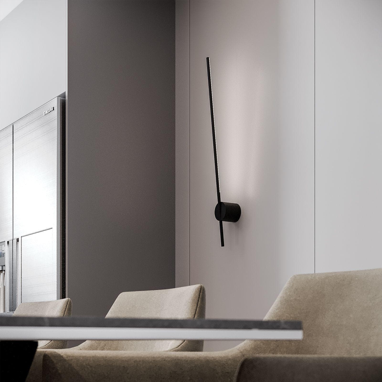 Applique a luce naturale 78,8 cm in alluminio nero goffrato