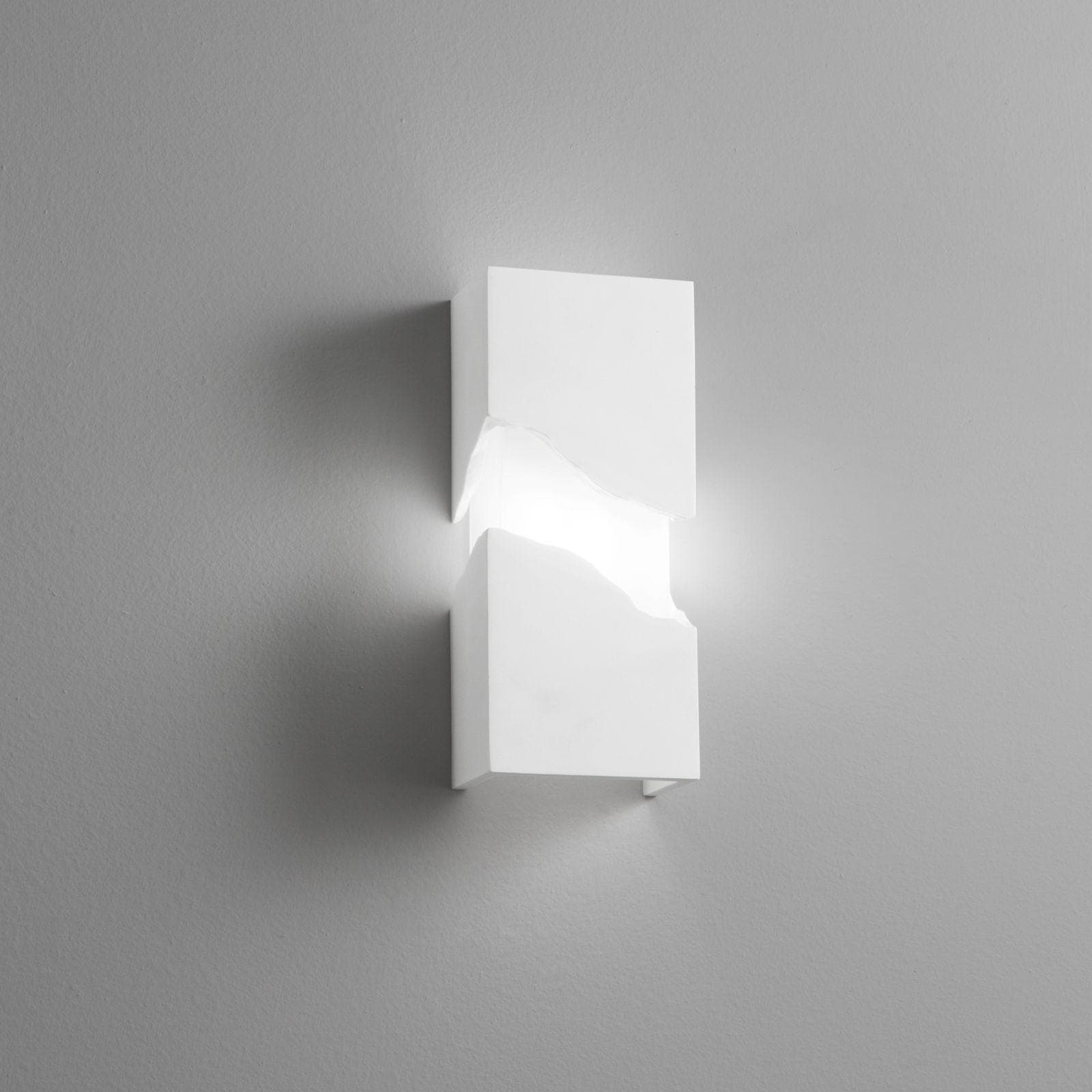 Applique biemissione 12x7 cm in gesso verniciabile bianco