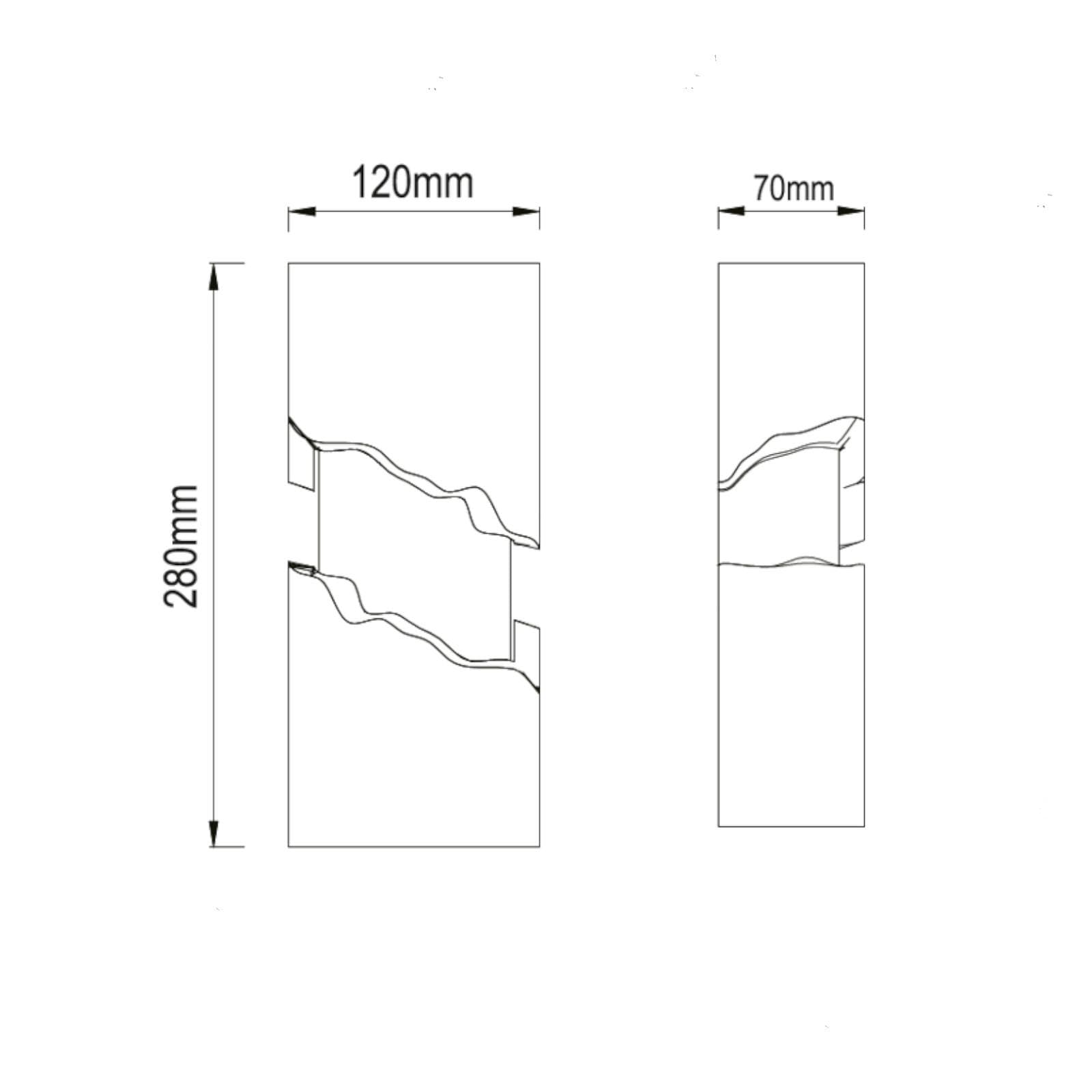 Applique biemissione 12x7 cm in gesso verniciabile bianco