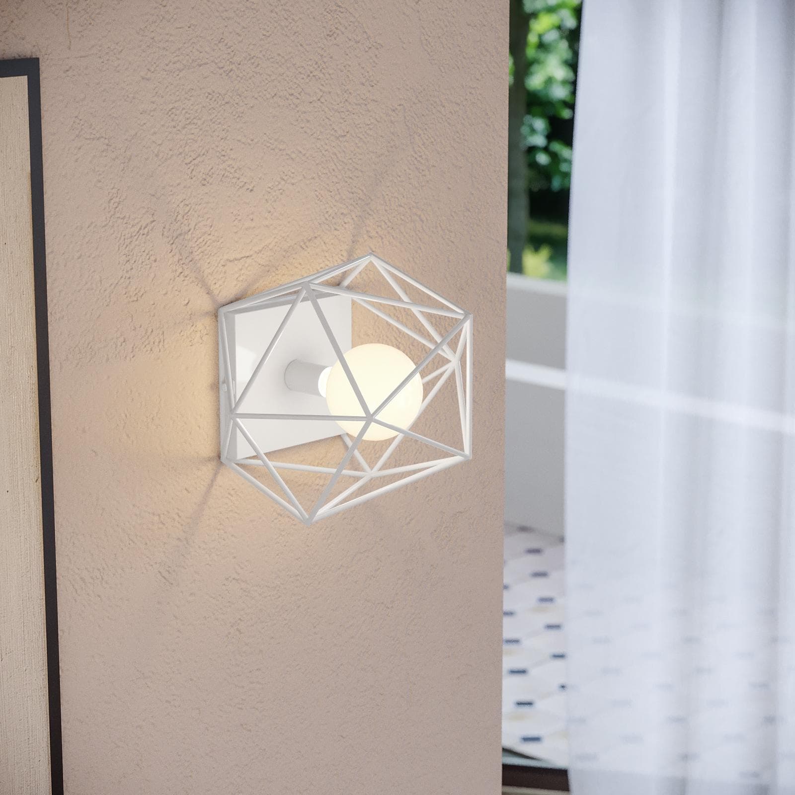 Applique 41x30 cm in metallo bianco opaco disegno geometrico
