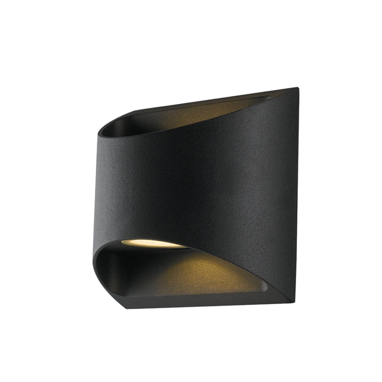 Applique LED biemissione da esterno 12,3x13 cm in alluminio goffrato nero