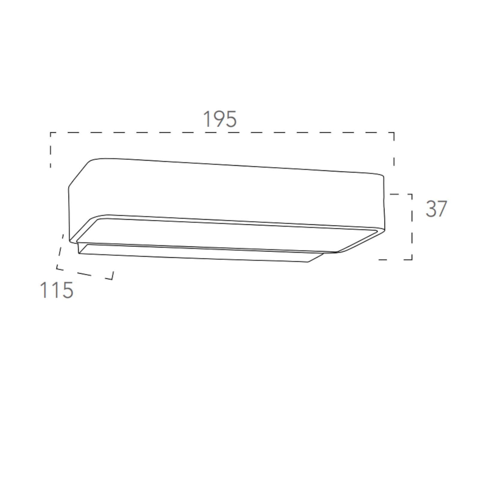 Applique LED da interno 19,5x3,7 cm alluminio goffrato bianco