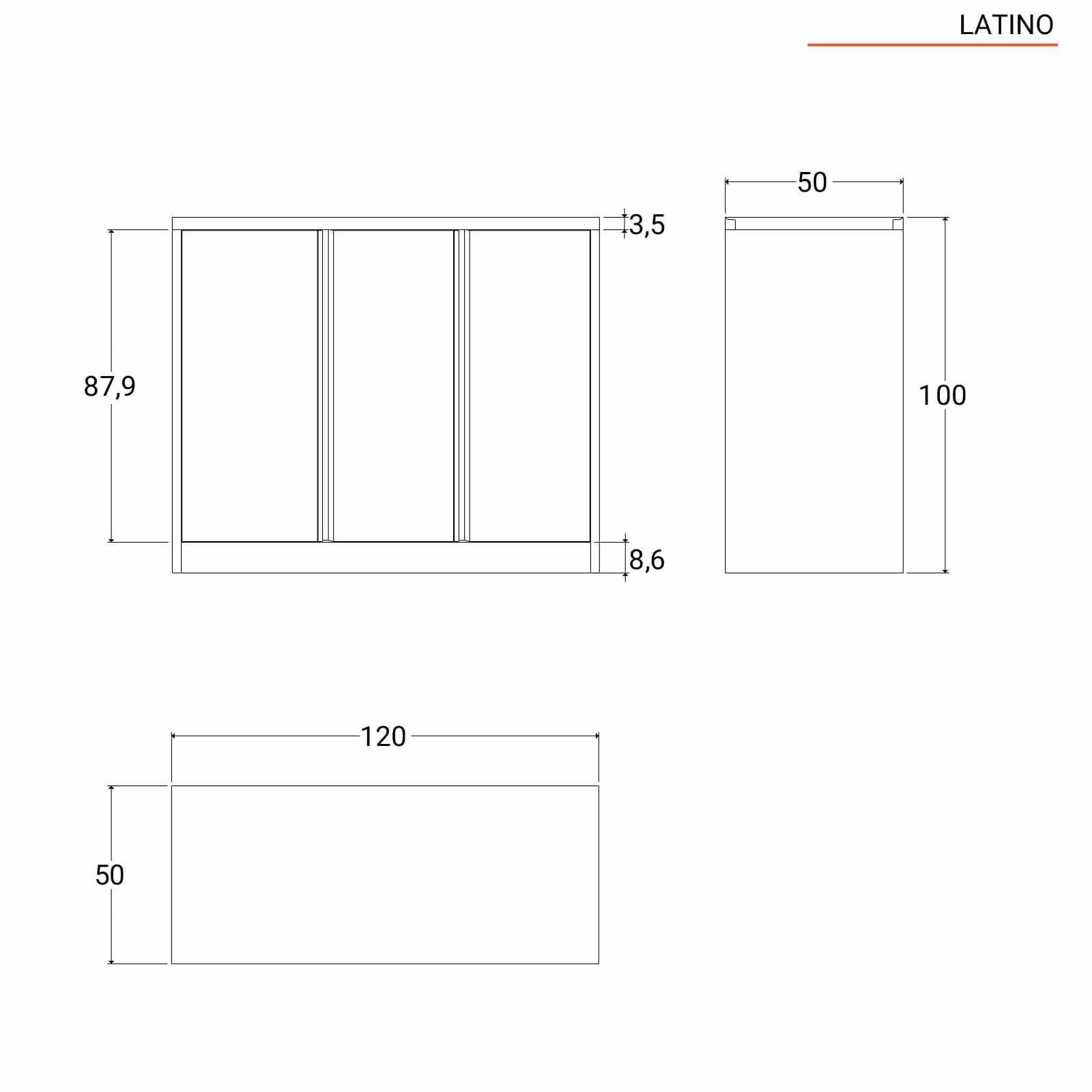 Armadietto 120x100h cm in acciaio verniciato crema con 3 ante - Latino