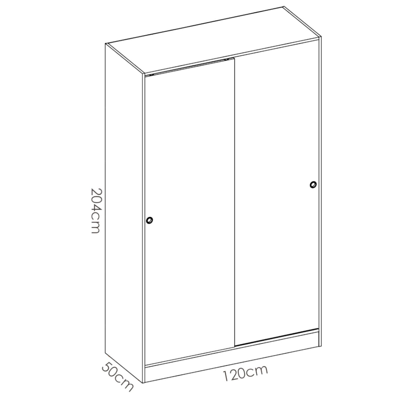 Armadio 120x204 h cm in legno naturale con ante scorrevoli in legno bianco lucido - Cosby