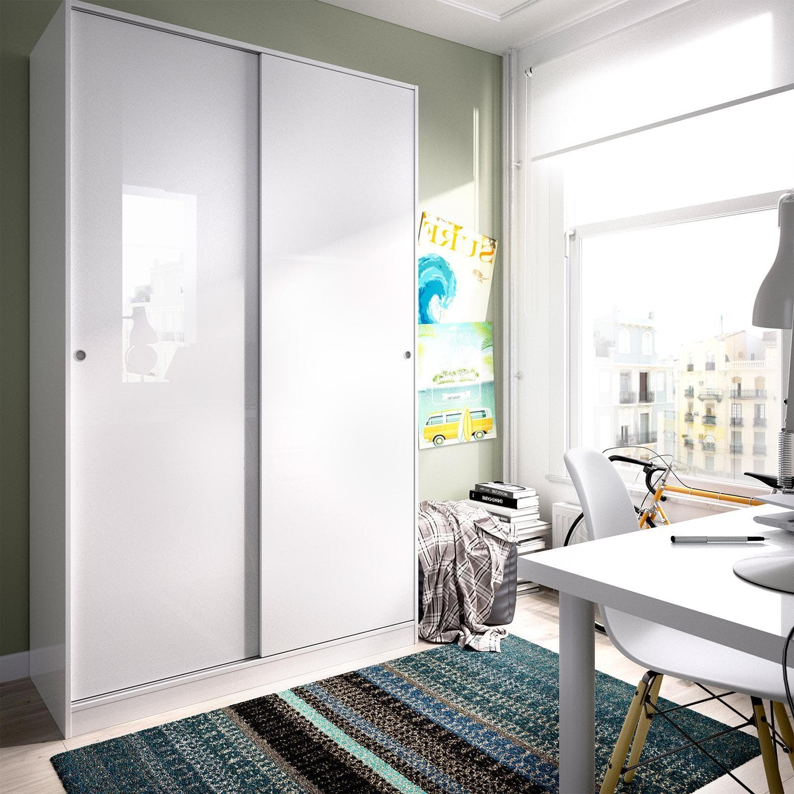 Armadio 120x204 h cm in legno bianco laccato - Cosby