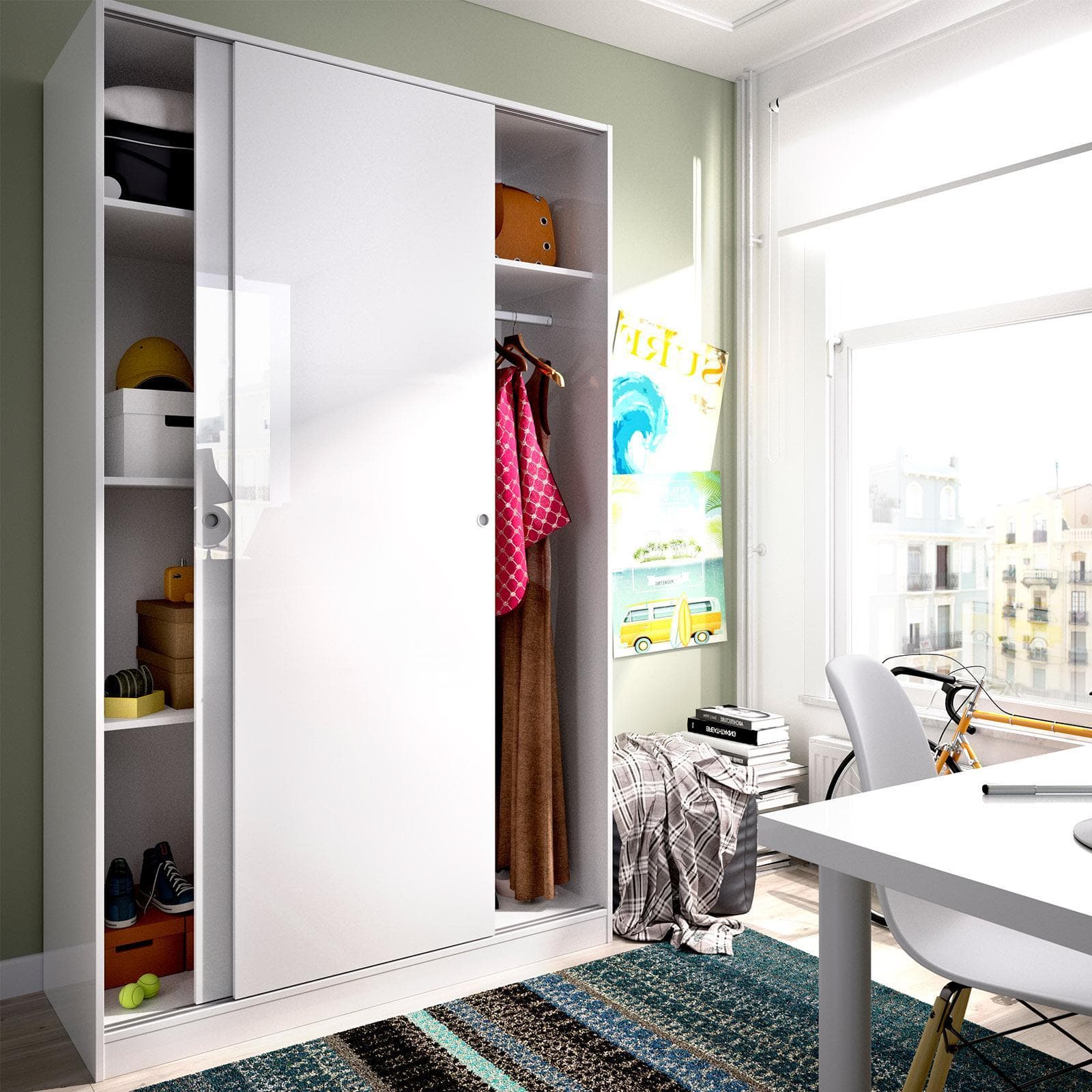 Armadio 120x204 h cm in legno bianco laccato - Cosby