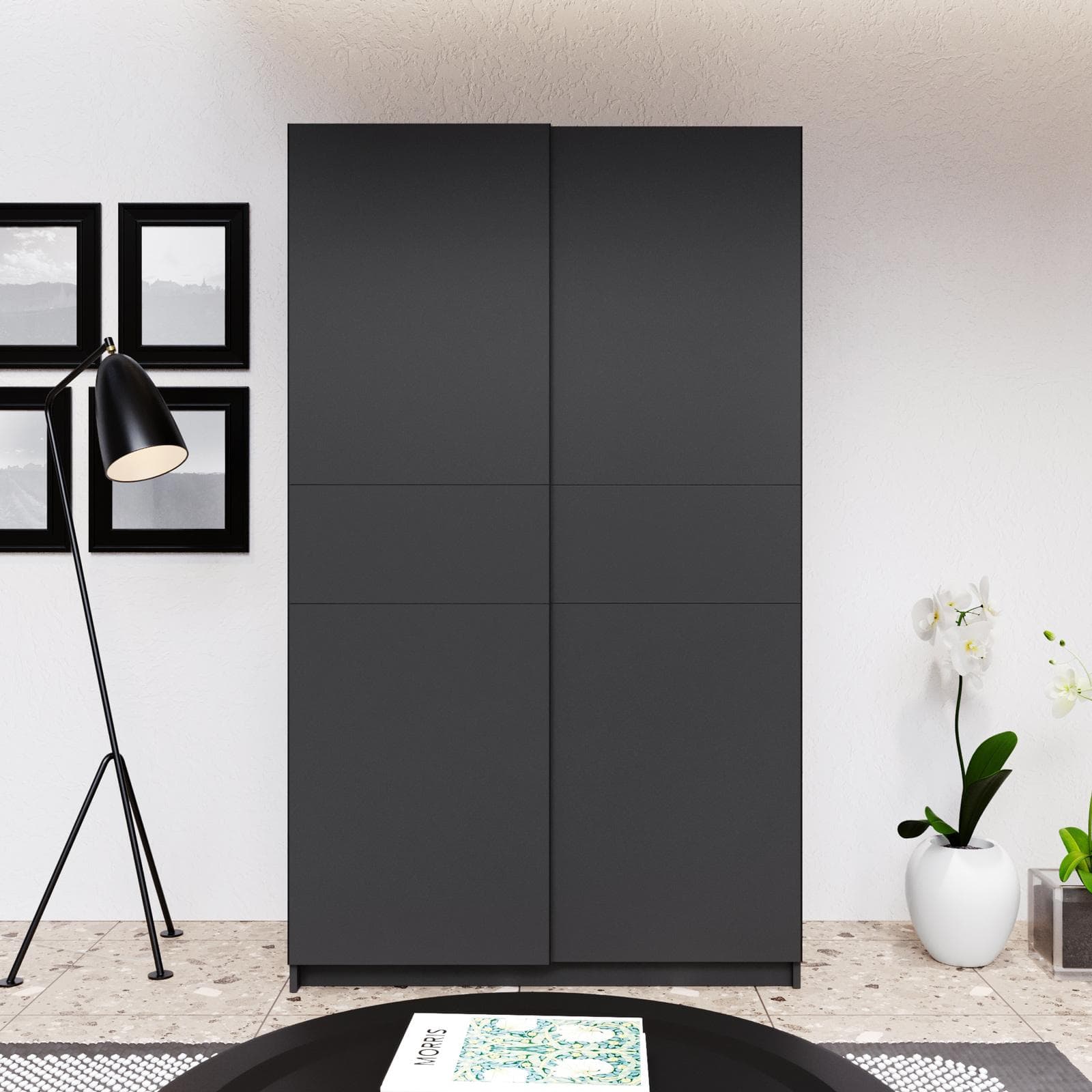 Armadio 120x205h cm con 2 ante scorrevoli antracite - Essex