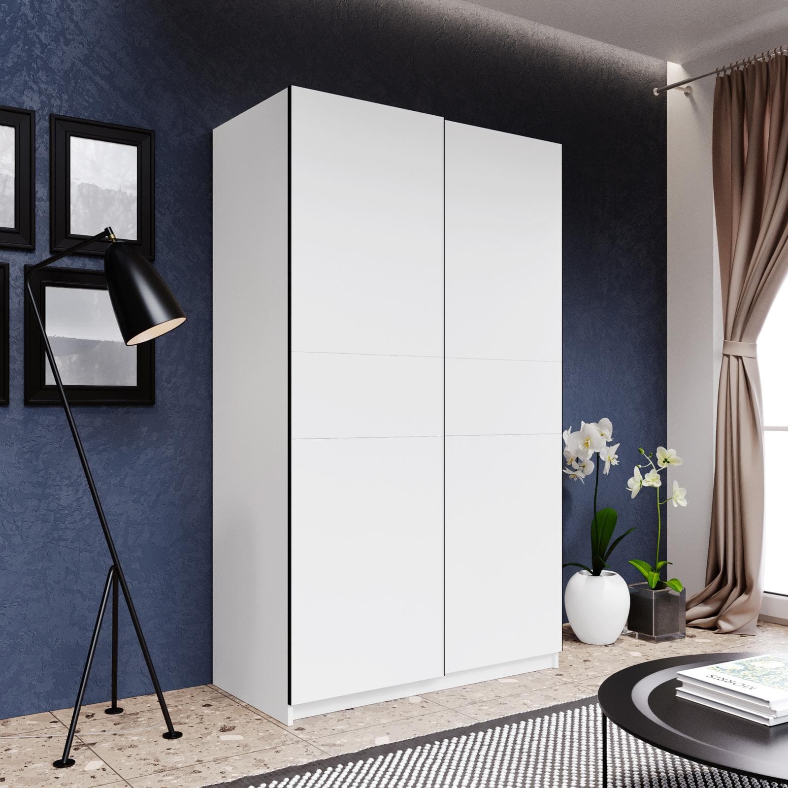 Armadio 120x205h cm con 2 ante scorrevoli bianco - Essex