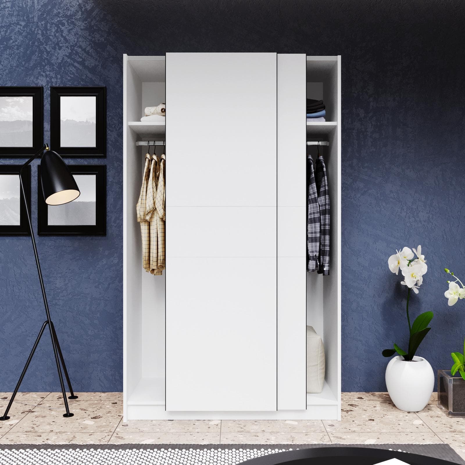 Armadio 120x205h cm con 2 ante scorrevoli bianco - Essex