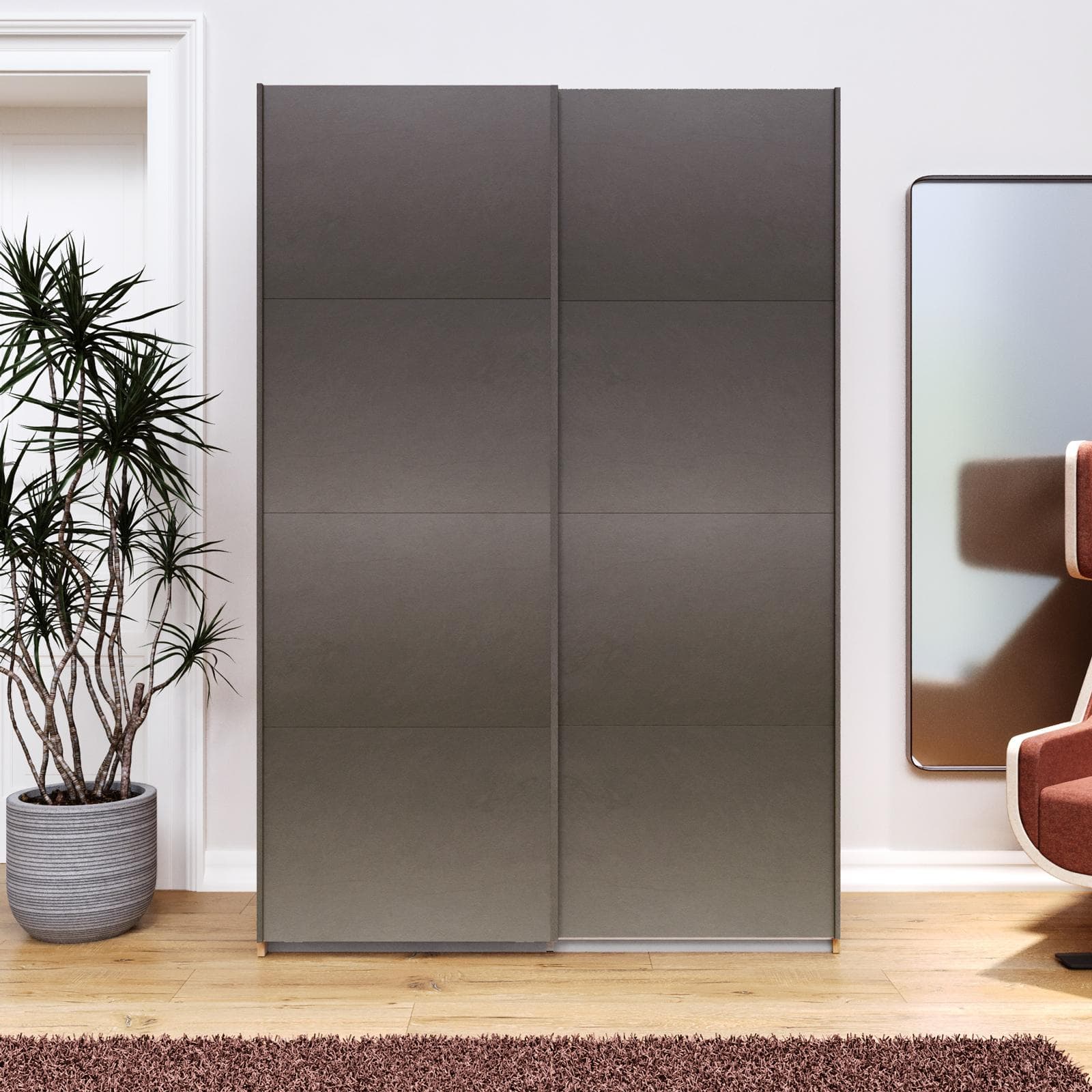 Armadio 150x223h cm rovere gold con 2 ante scorrevoli bronzo - Alen