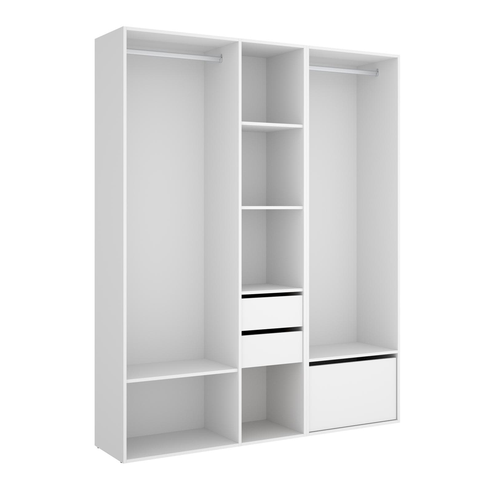 Armadio 158x205h cm reversibile bianco ed effetto rovere naturale con cassetti e scarpiera - Bernac