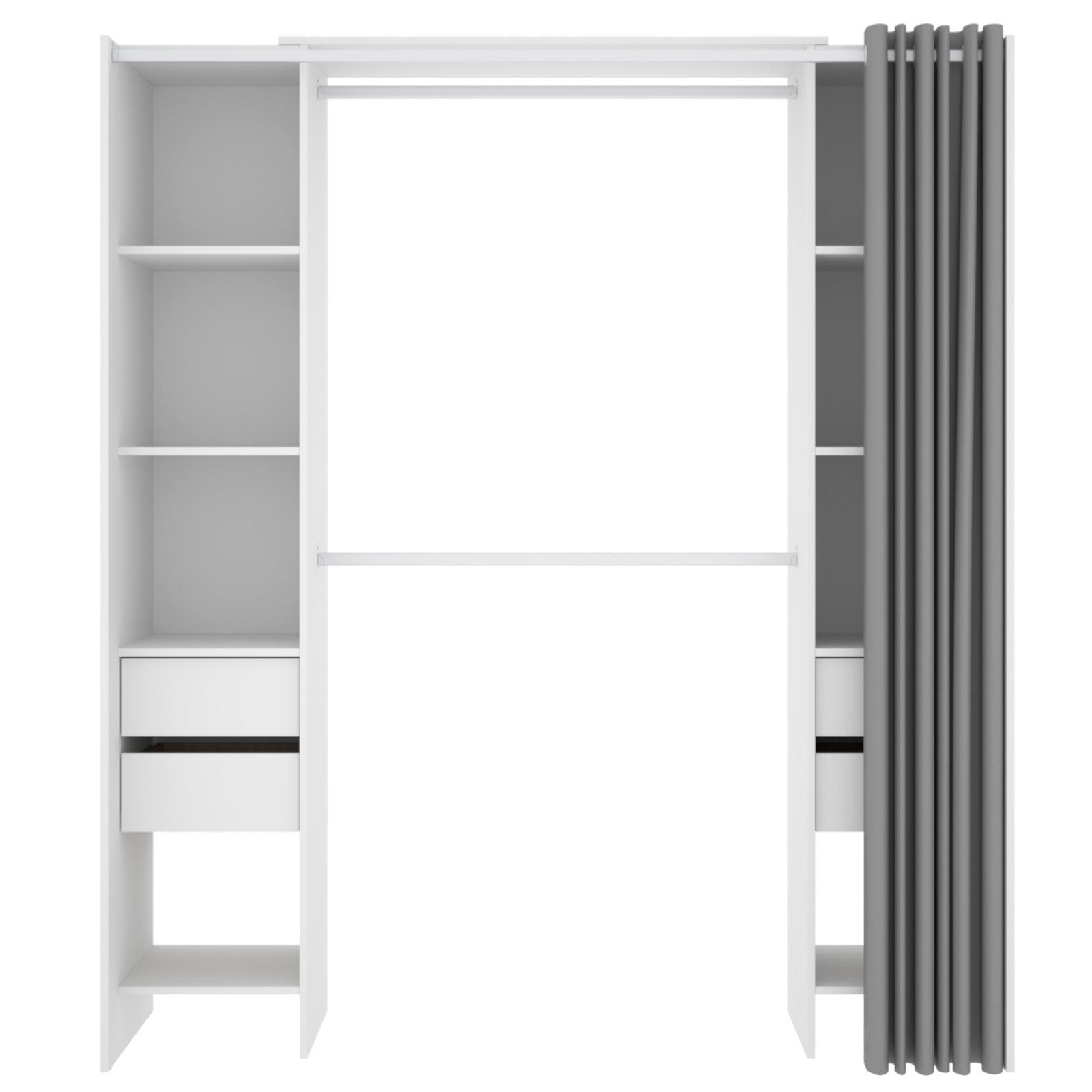 Armadio 180x205 h cm in legno bianco con tenda - Bernac