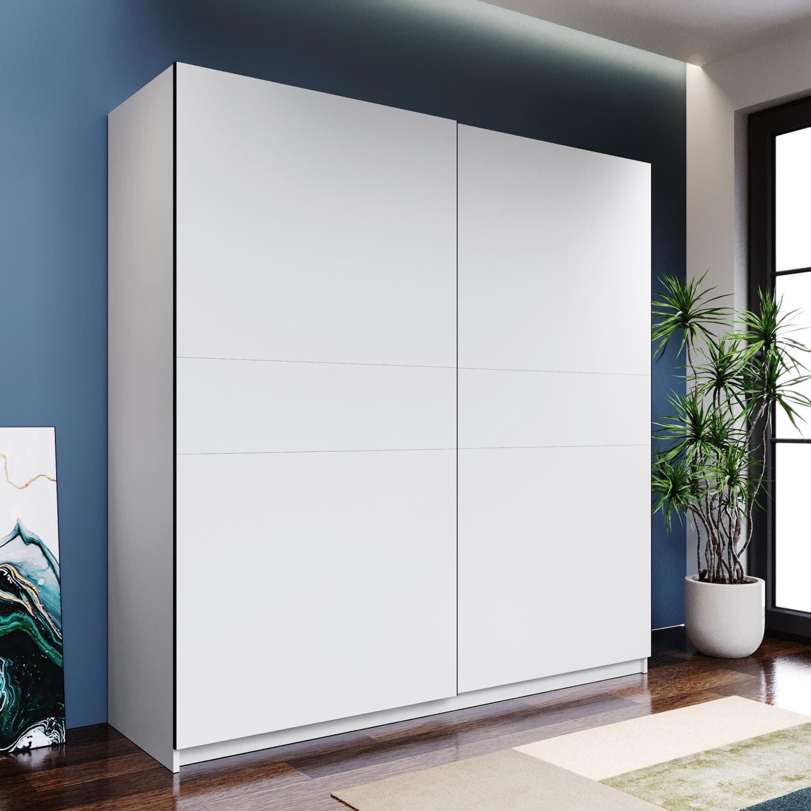Armadio 200x205h cm con 2 ante scorrevoli bianco - Essex