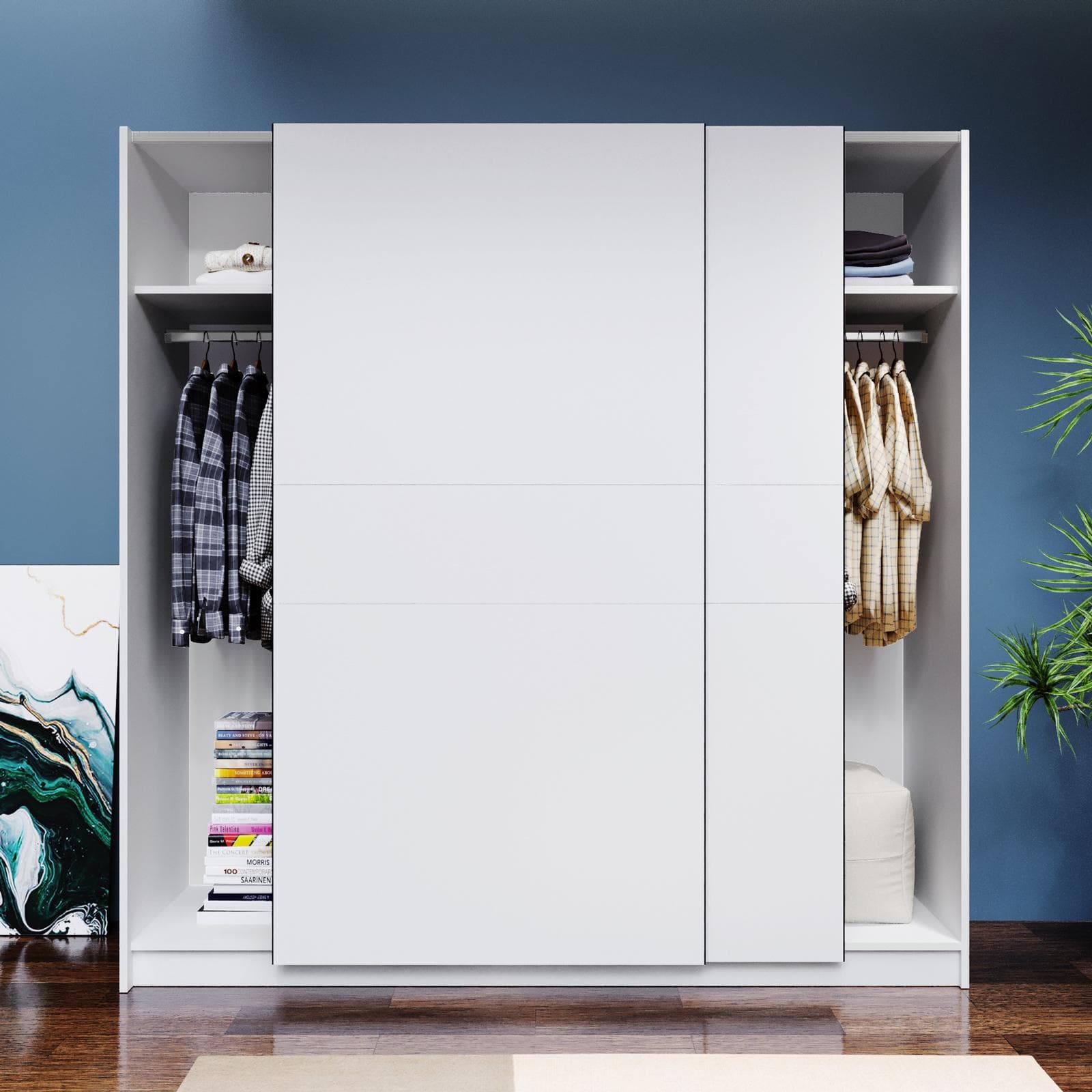 Armadio 200x205h cm con 2 ante scorrevoli bianco - Essex