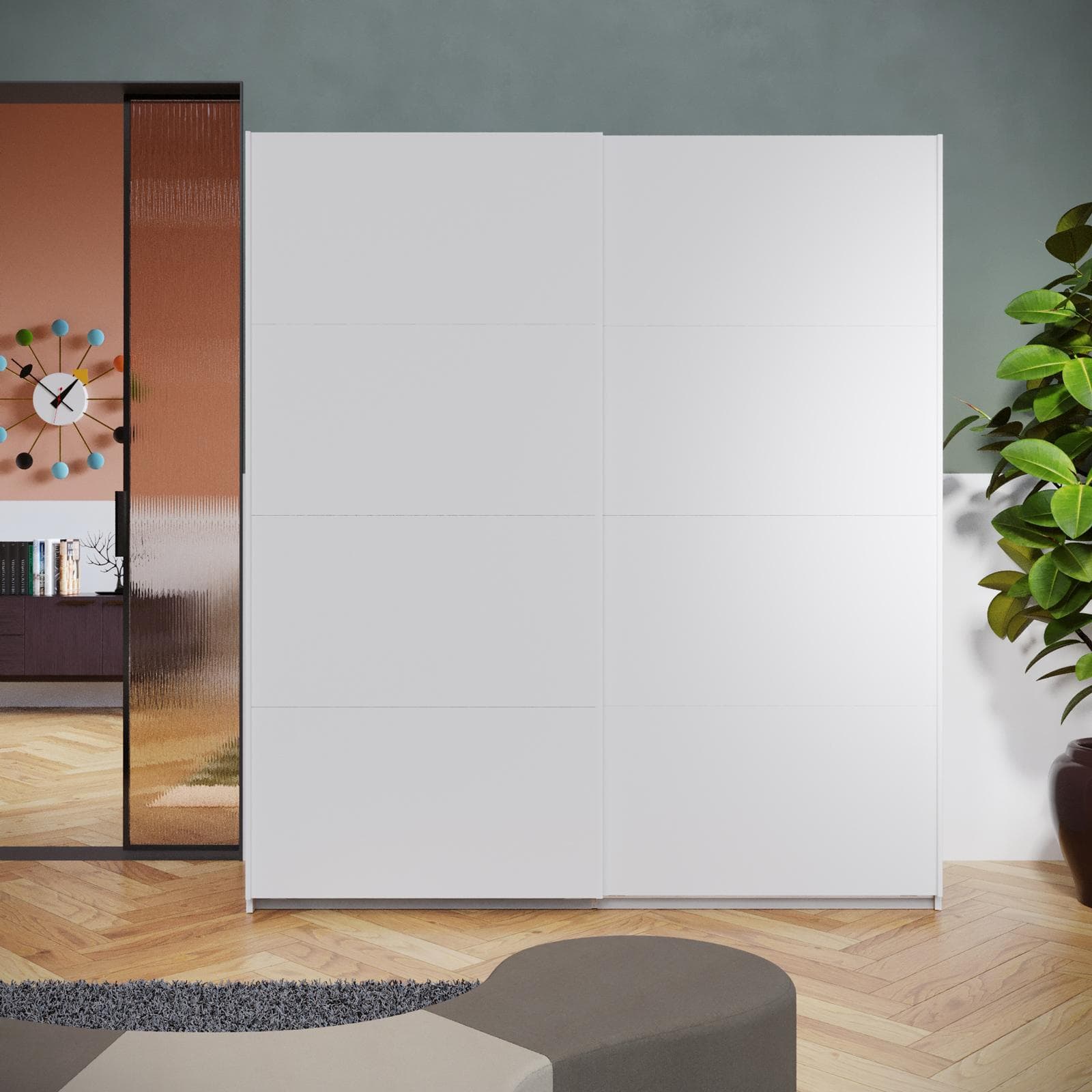 Armadio 203x223h cm bianco con 2 ante scorrevoli - Alen