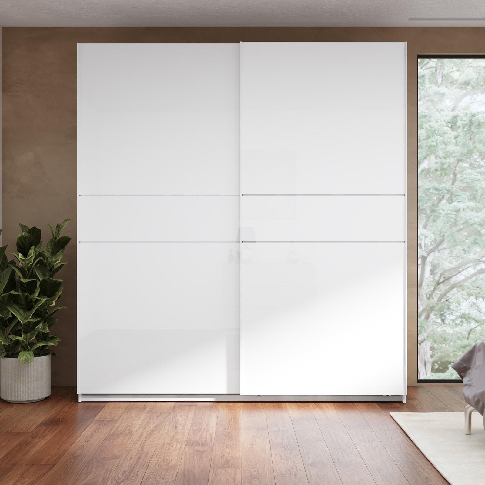 Armadio 220x240h cm con 2 ante scorrevoli bianco lucido - Cindy