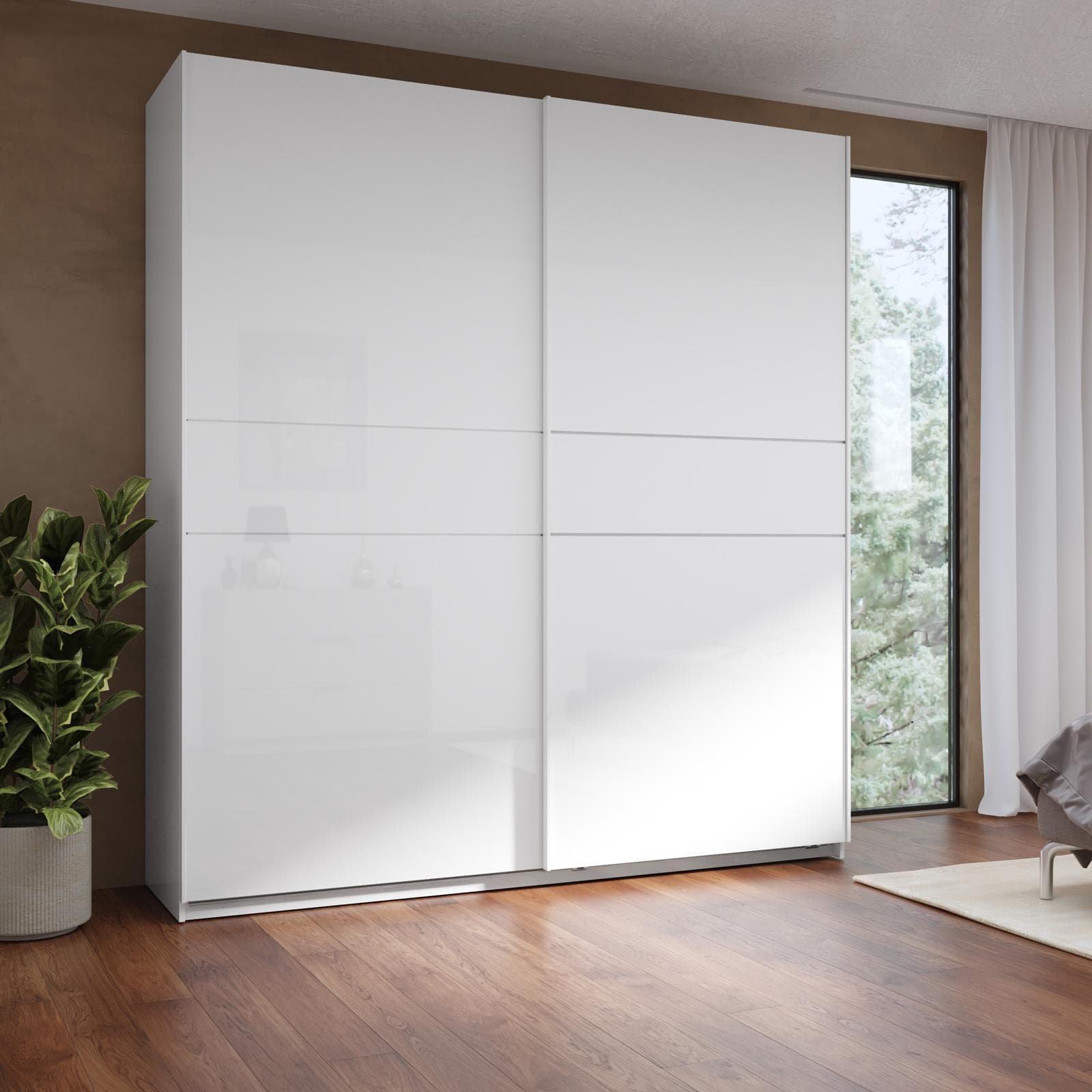 Armadio 220x240h cm con 2 ante scorrevoli bianco lucido - Cindy