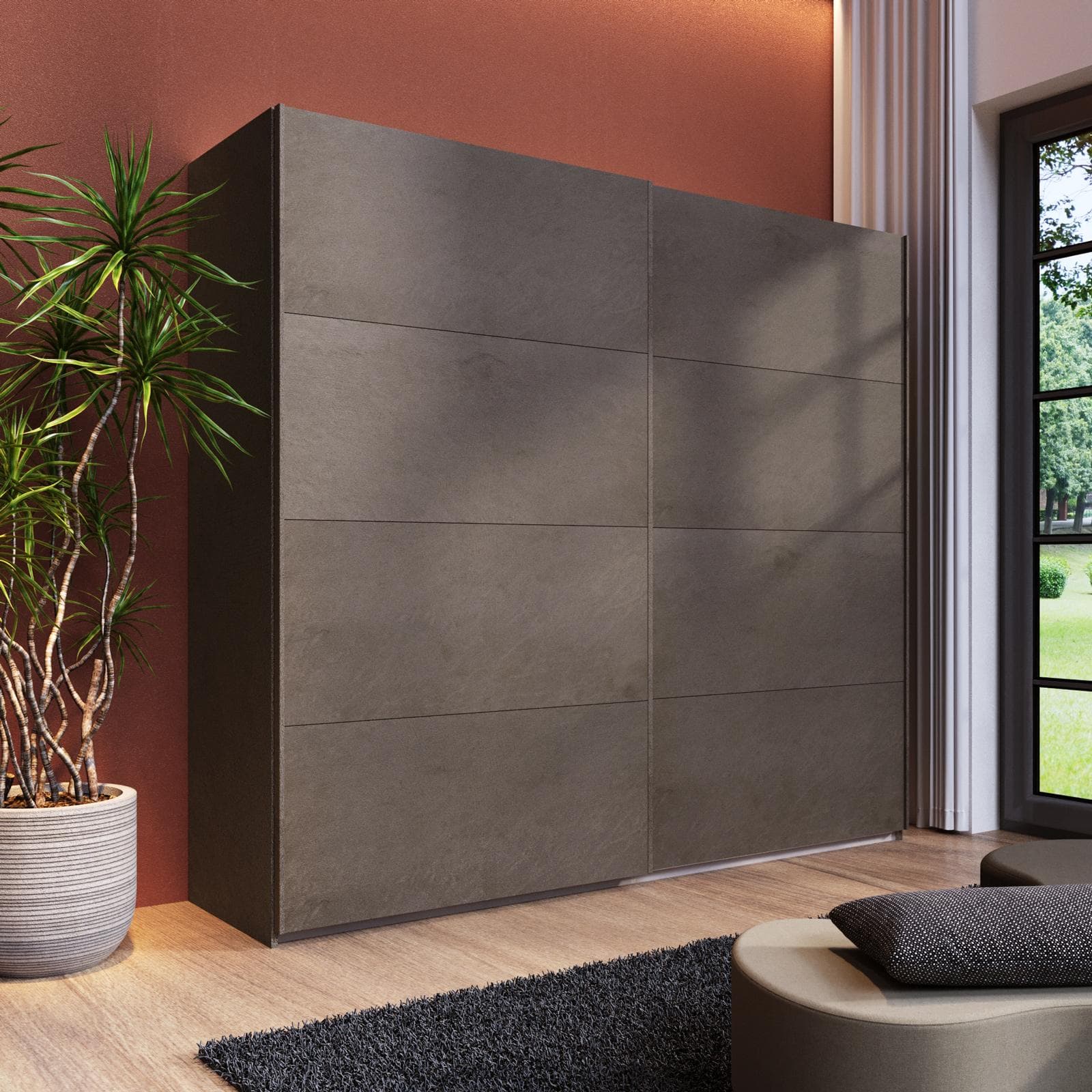 Armadio 251x223h cm bronzo con 2 ante scorrevoli - Alen