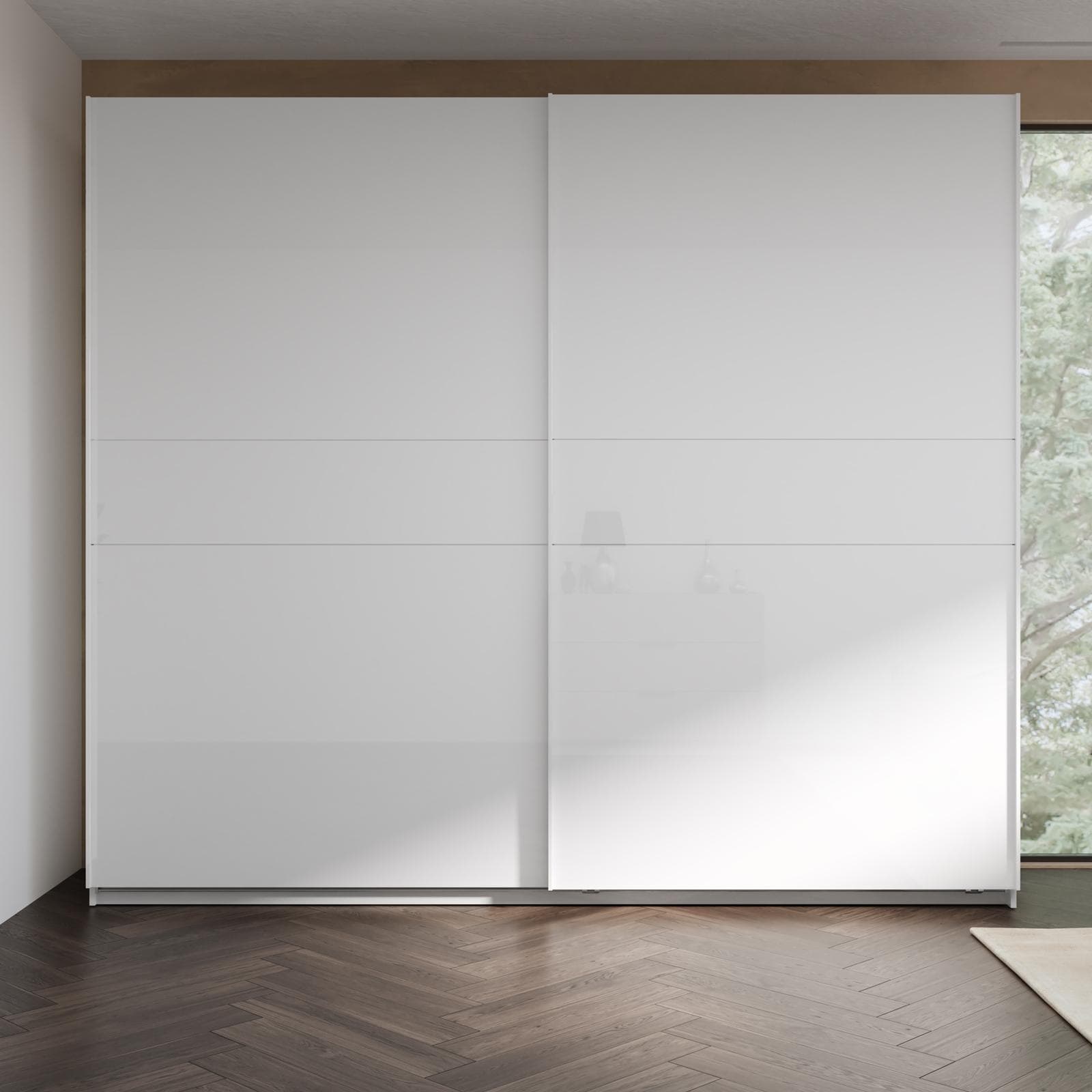 Armadio 275x240h cm con 2 ante scorrevoli bianco lucido - Cindy