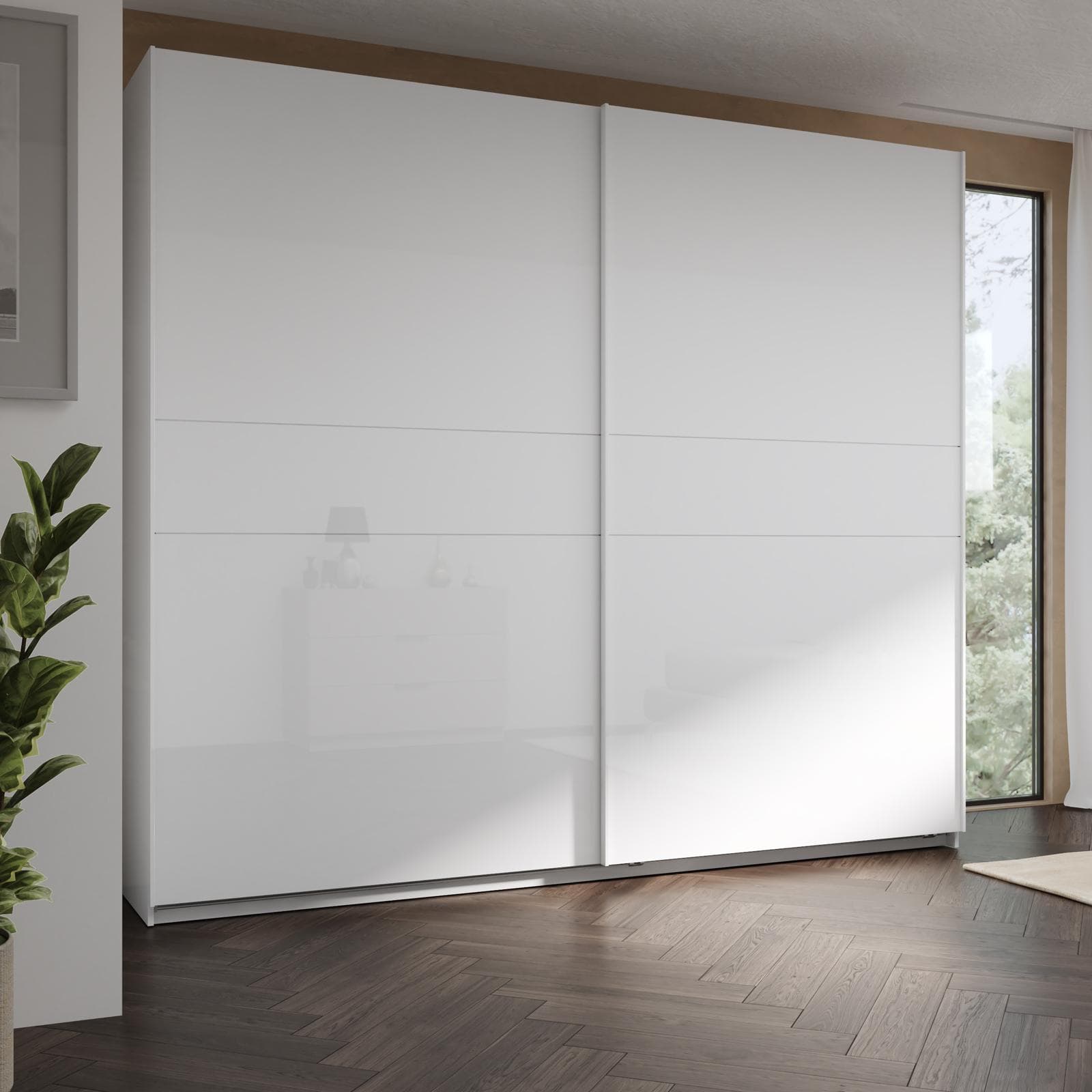 Armadio 275x240h cm con 2 ante scorrevoli bianco lucido - Cindy