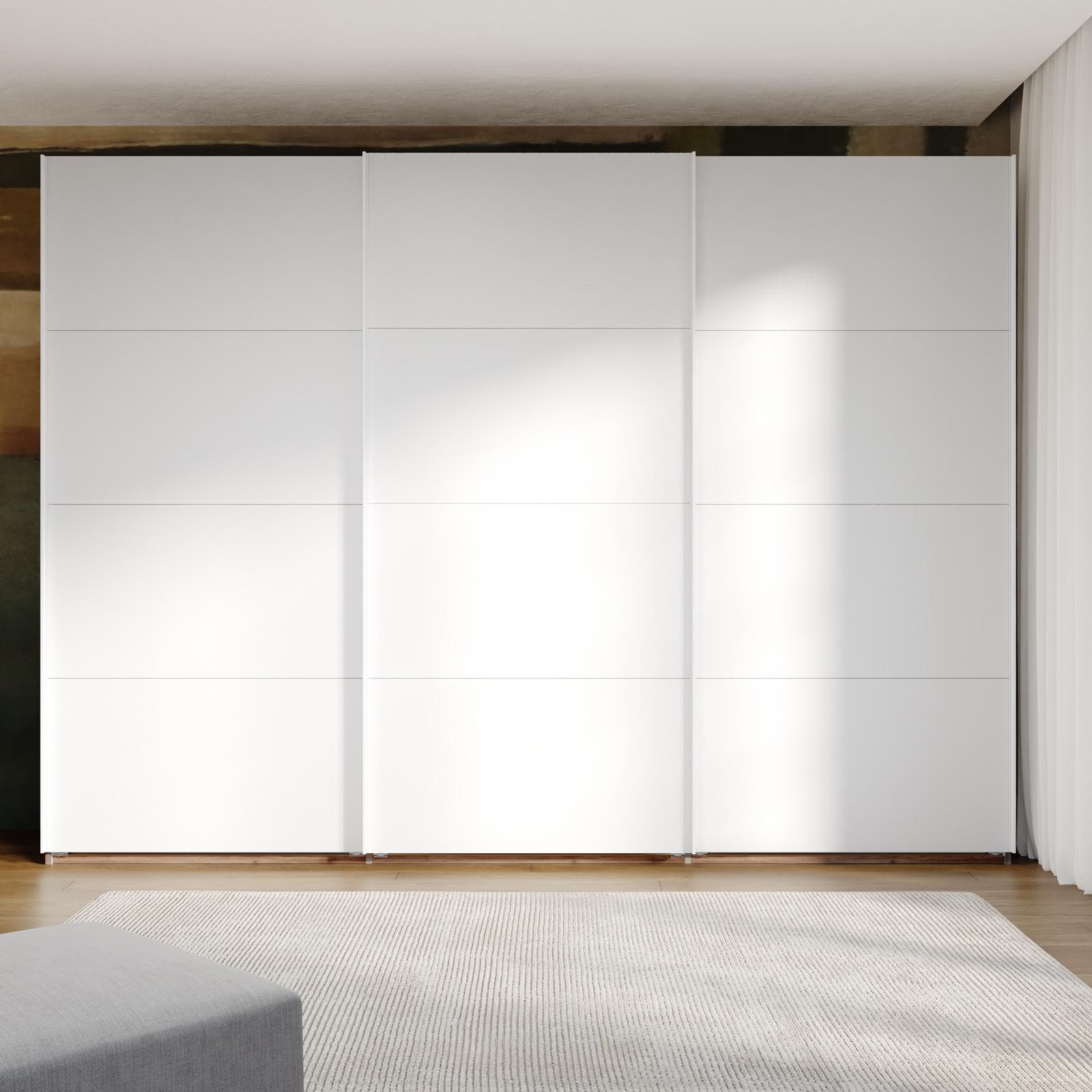 Armadio 300x223h cm noce brera con tre ante scorrevoli bianco opaco - Alen