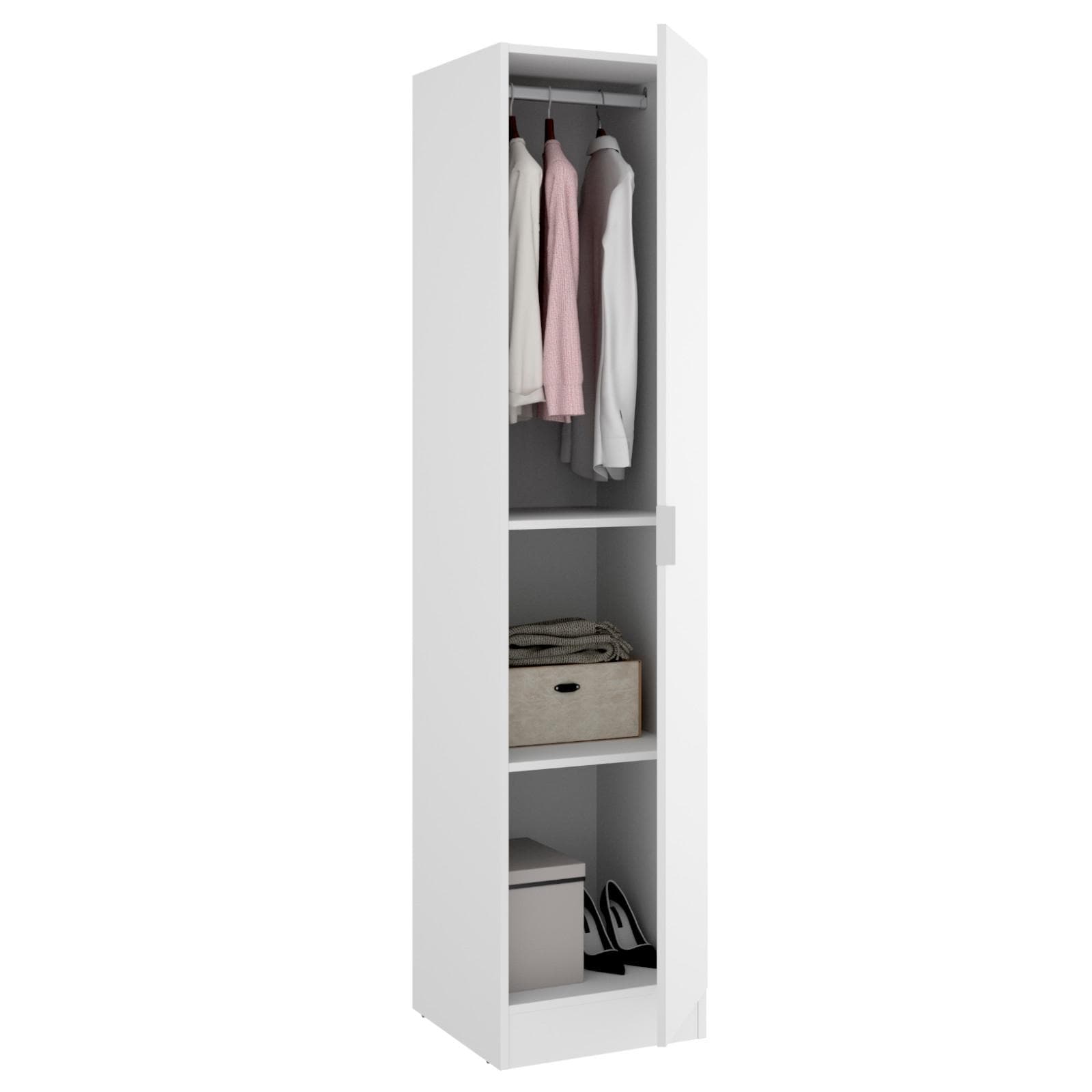 Armadio 41x184 h cm con barra appendiabiti e anta in legno bianco - Axel
