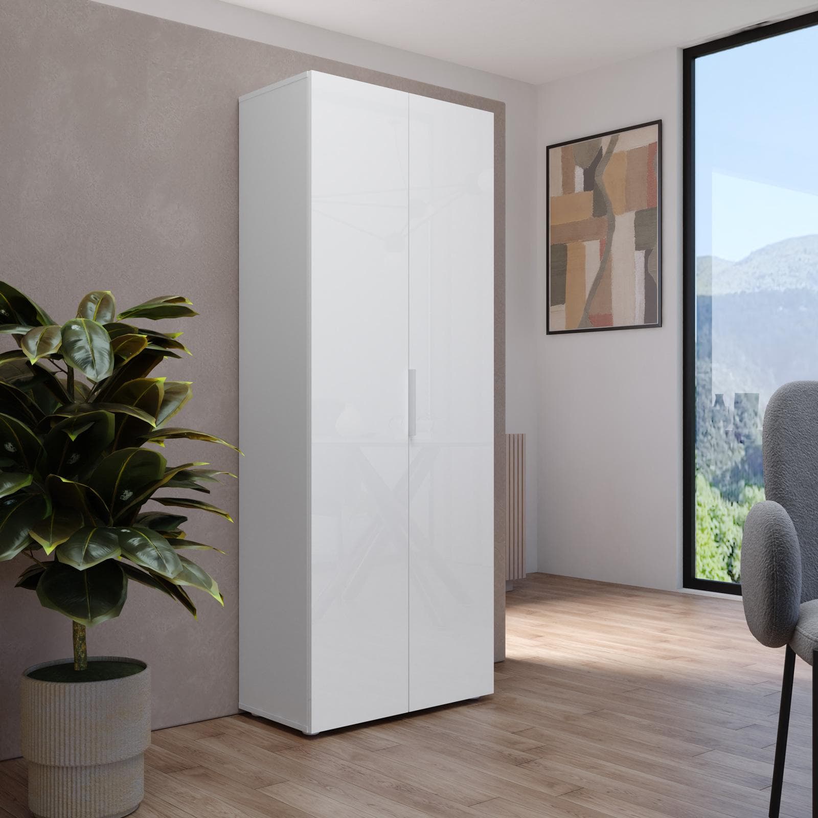 Armadio 70x181h cm bianco opaco con 2 ante - Delhi