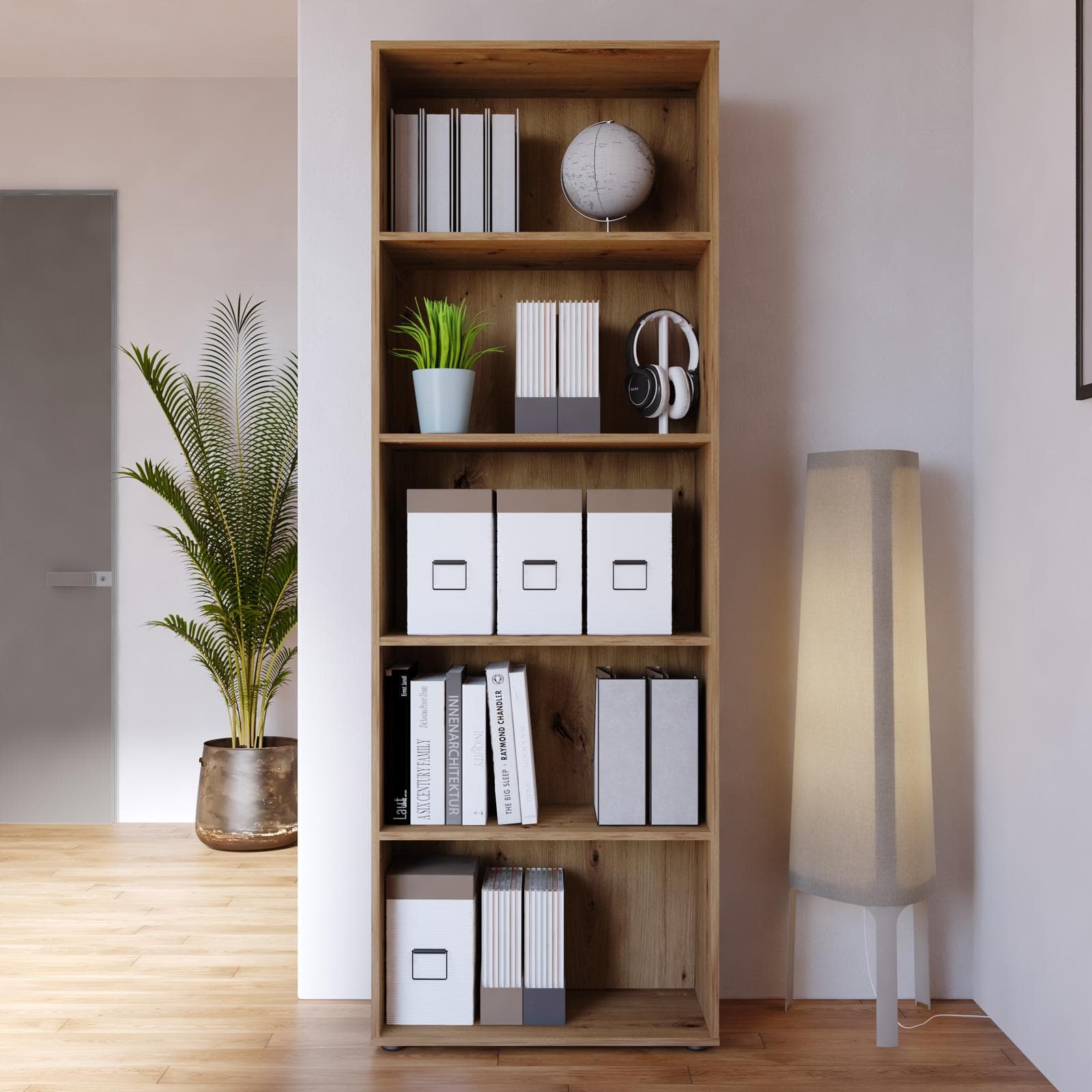 Libreria 69x202h cm rovere artisan con 4 ripiani - Delhi