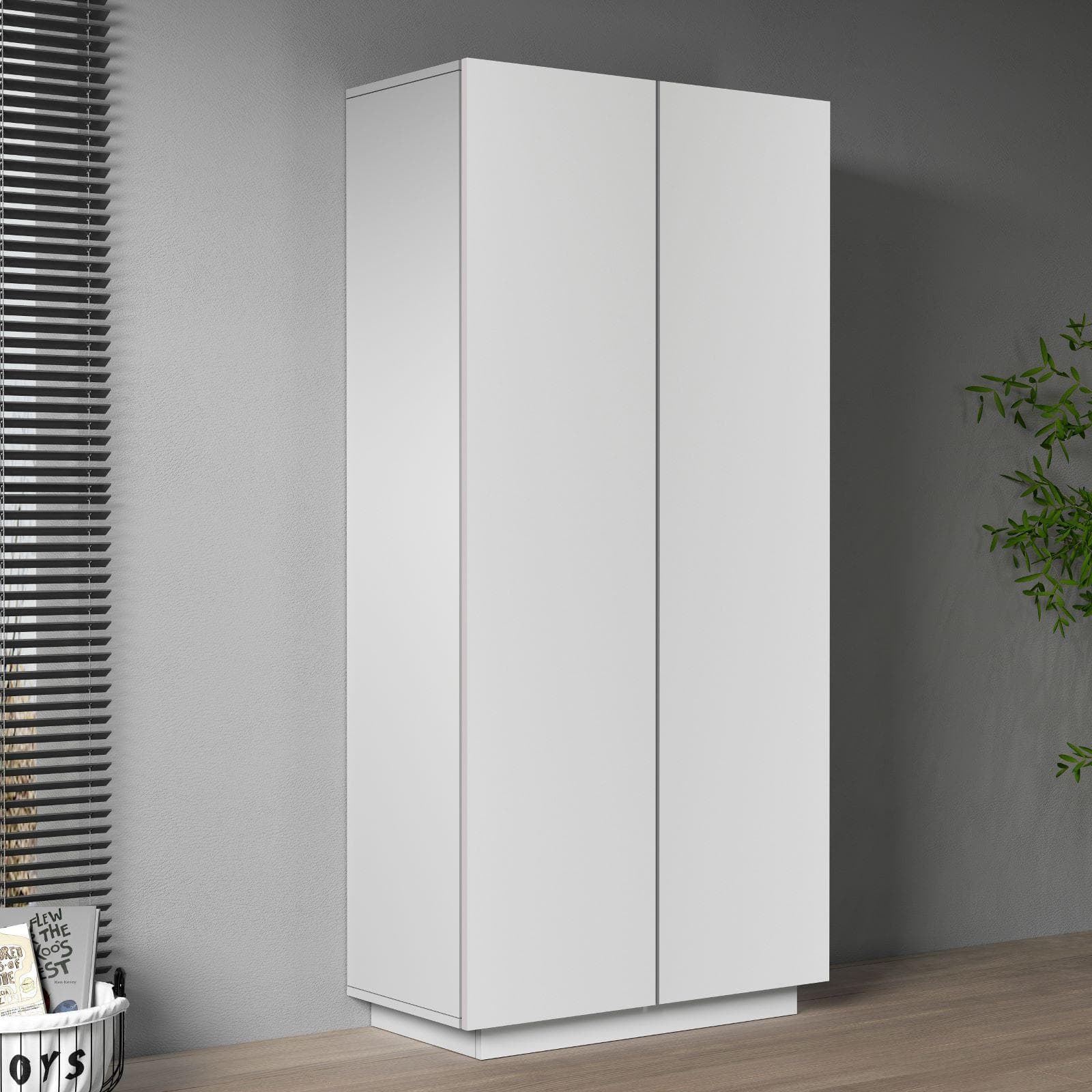 Libreria 80x166h cm bianco opaco con 2 ante e ripiani - Canadian