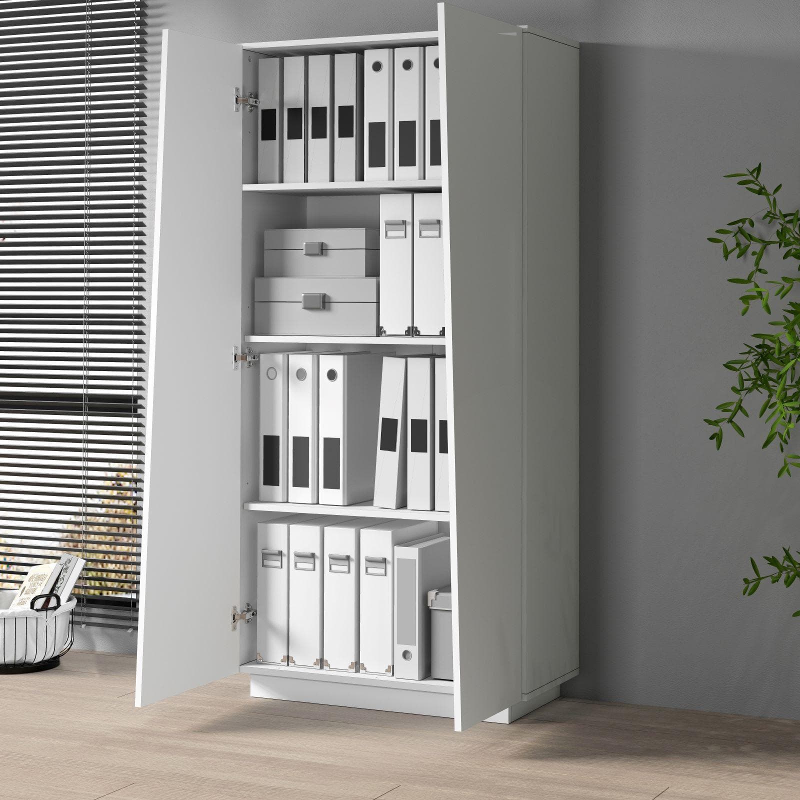 Libreria 80x166h cm bianco opaco con 2 ante - Meg