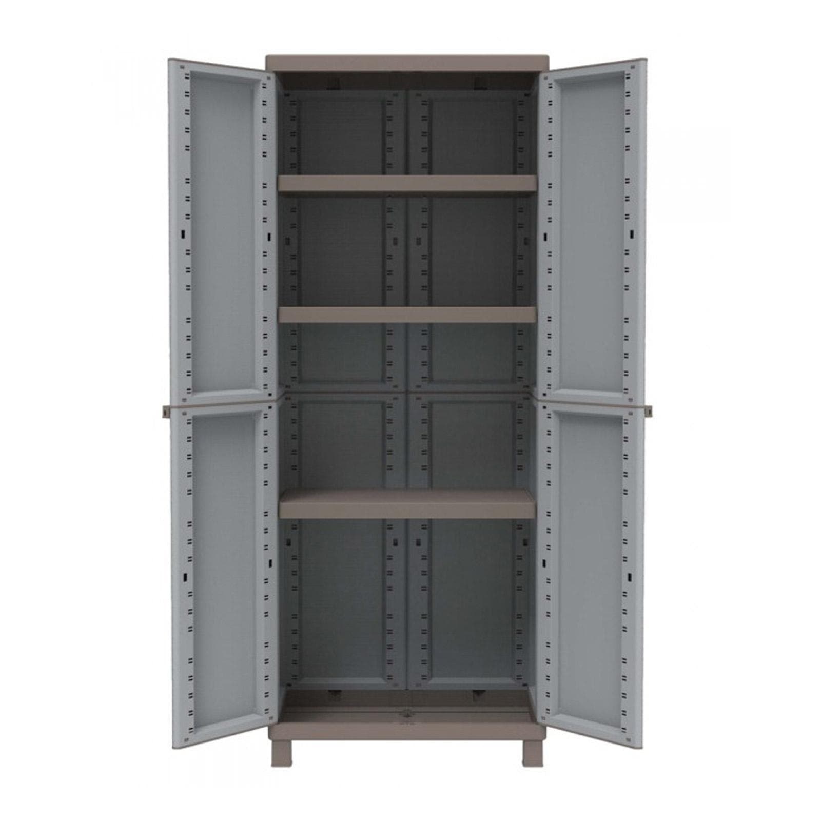 Armadio 68x170h cm per giardino effetto rattan con doppia anta con 3 ripiani