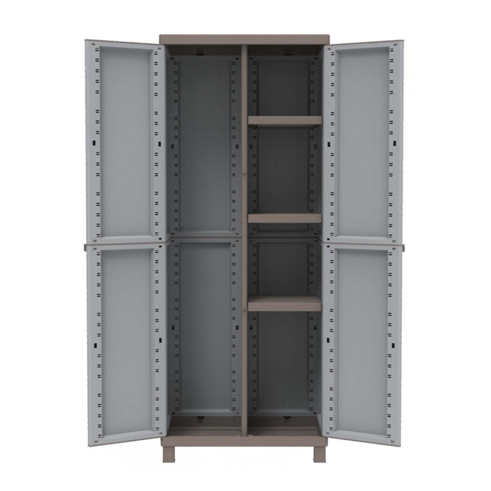 Armadio 68x170h cm per giardino effetto rattan con doppia anta porta scope con 3 ripiani