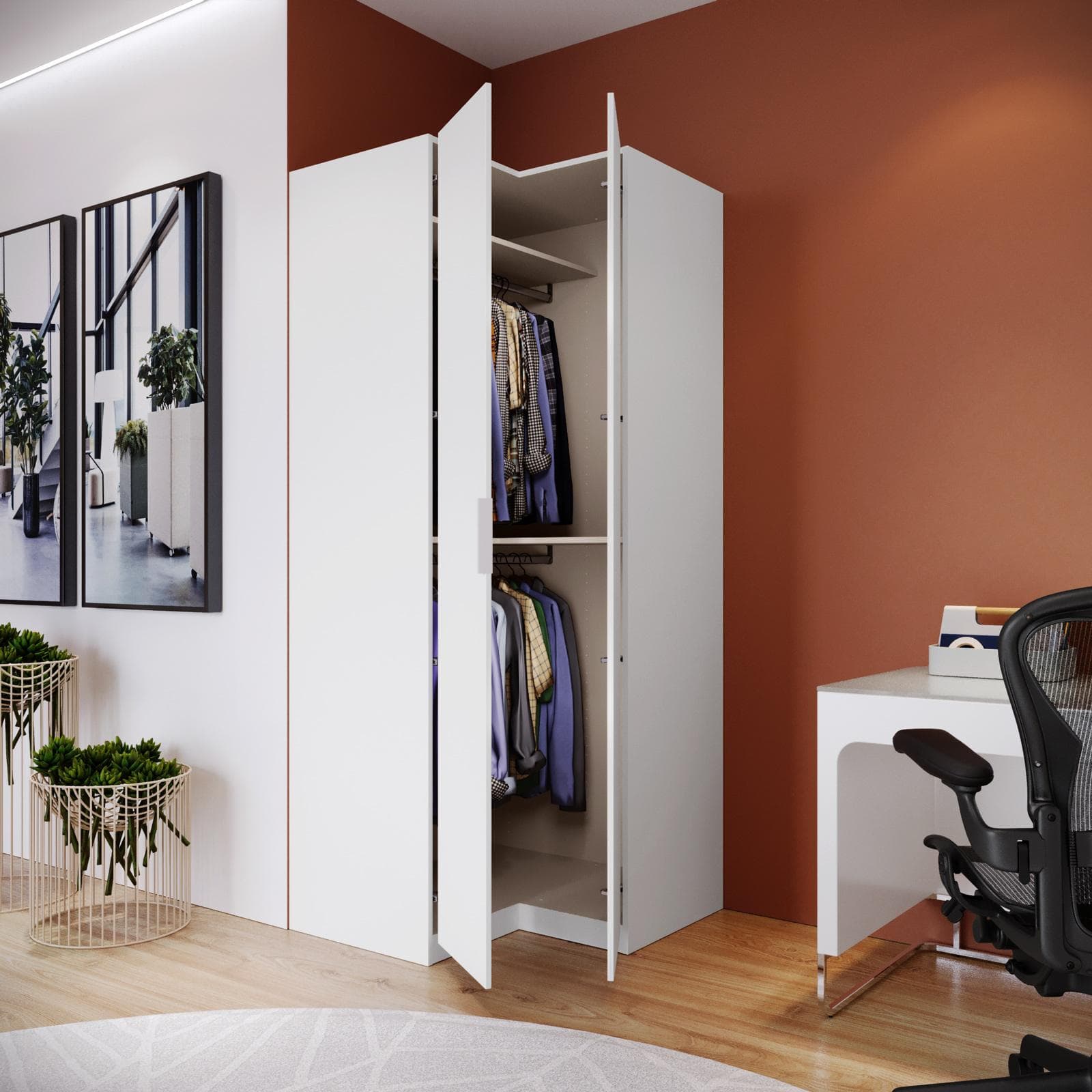 Armadio angolare battente 100x236h cm bianco - Ventur